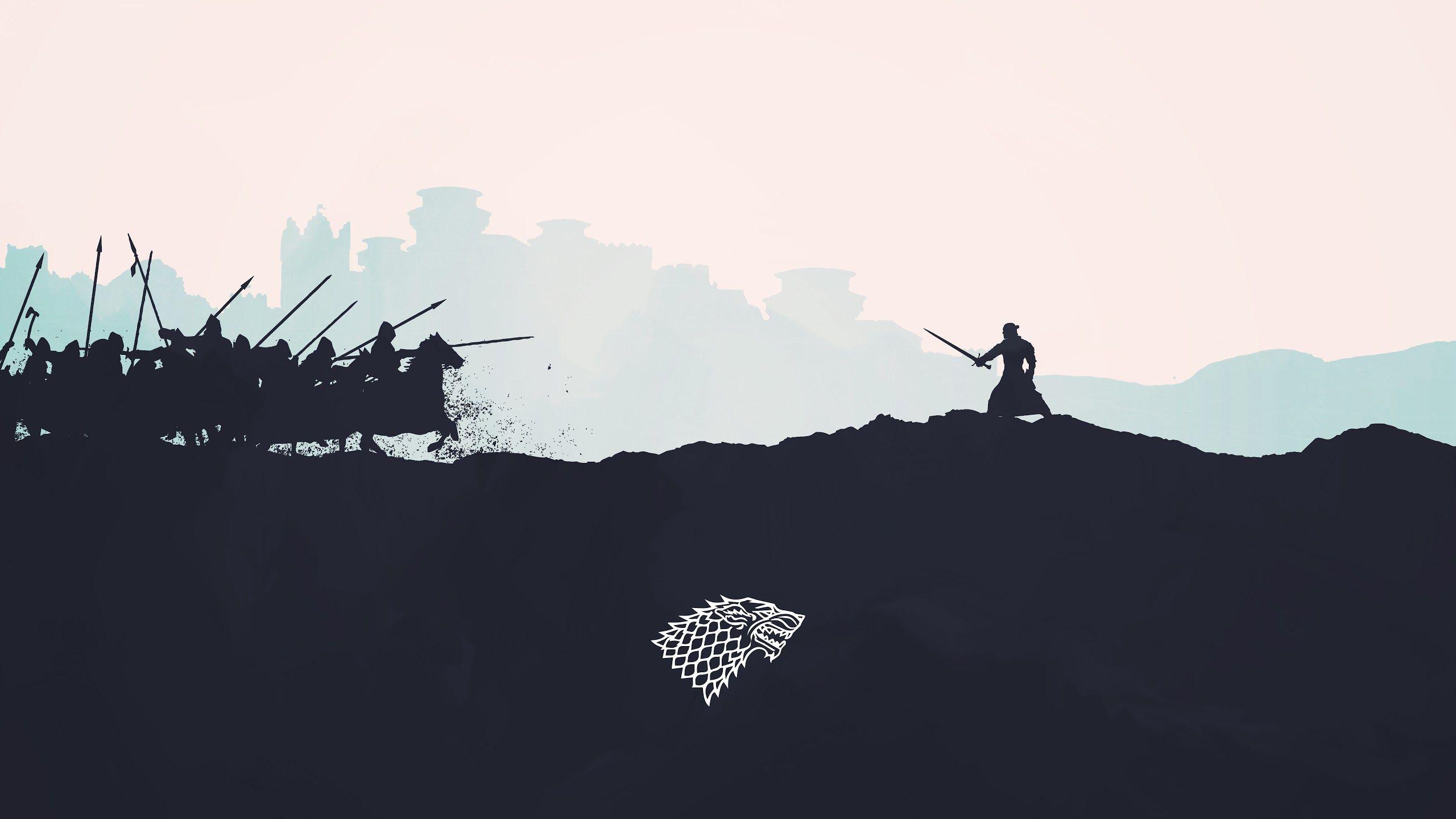 2560x1440 Game of Thrones Stark Logo Minimalist 8K Wallpaper