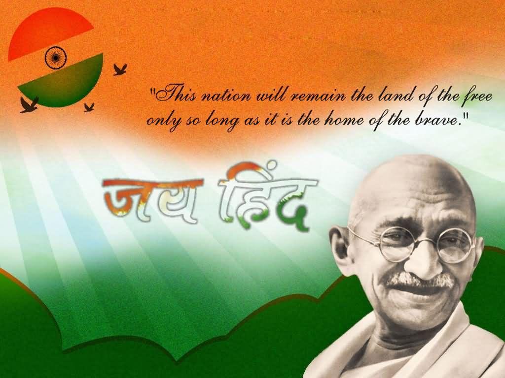 1024x768 Mahatma Gandhi Picture On Independance Day Celebration