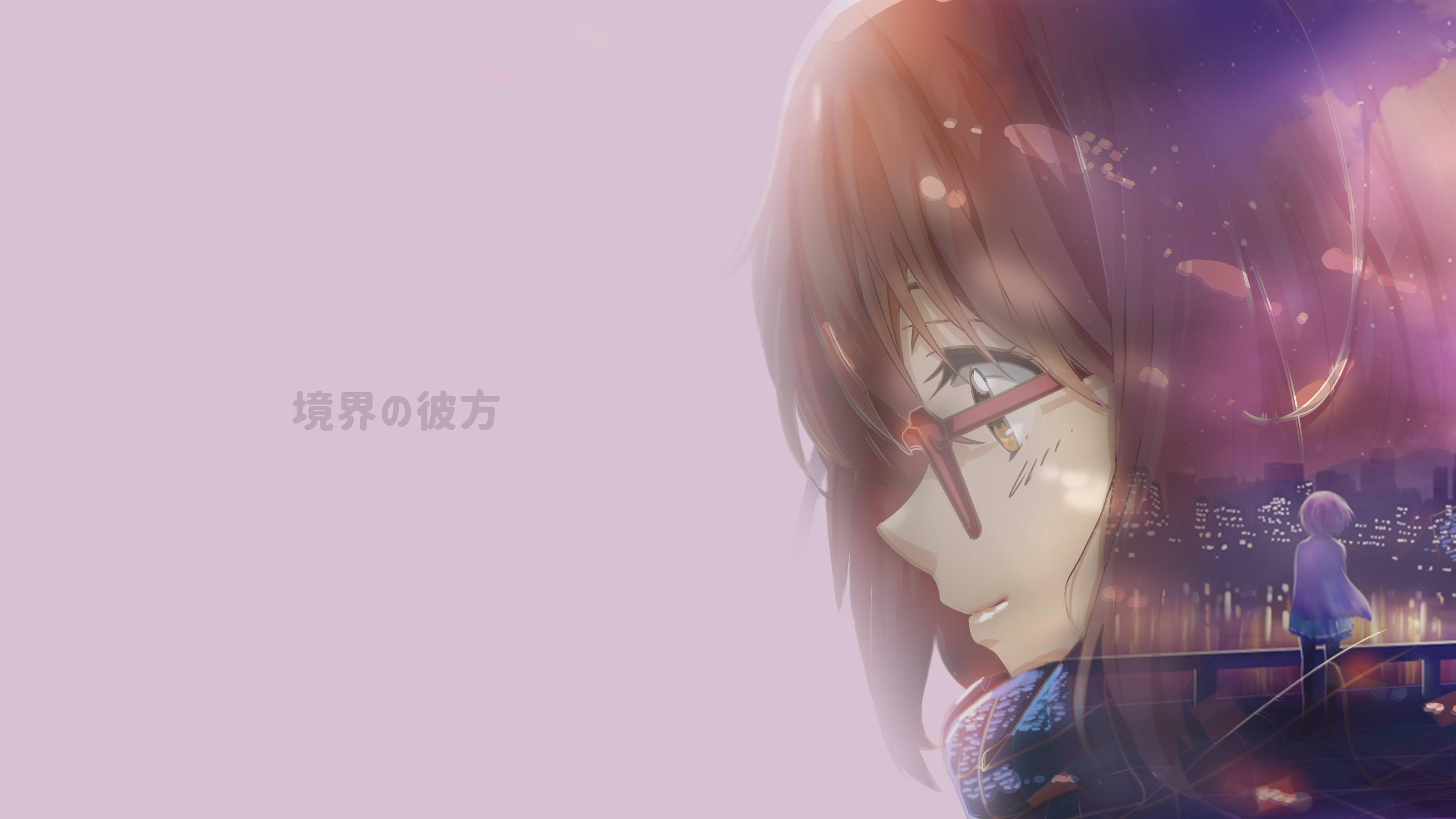 Wallpaper girl, anime, petals, tears, art, tape, kyoukai no kanata, mirai  kuriyama for mobile and desktop, section сёдзё, resolution 1920x1536 -  download