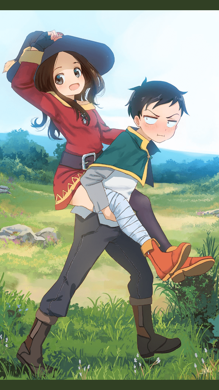 750x1334 Cute Takagi and Nishikata crossover with konosuba