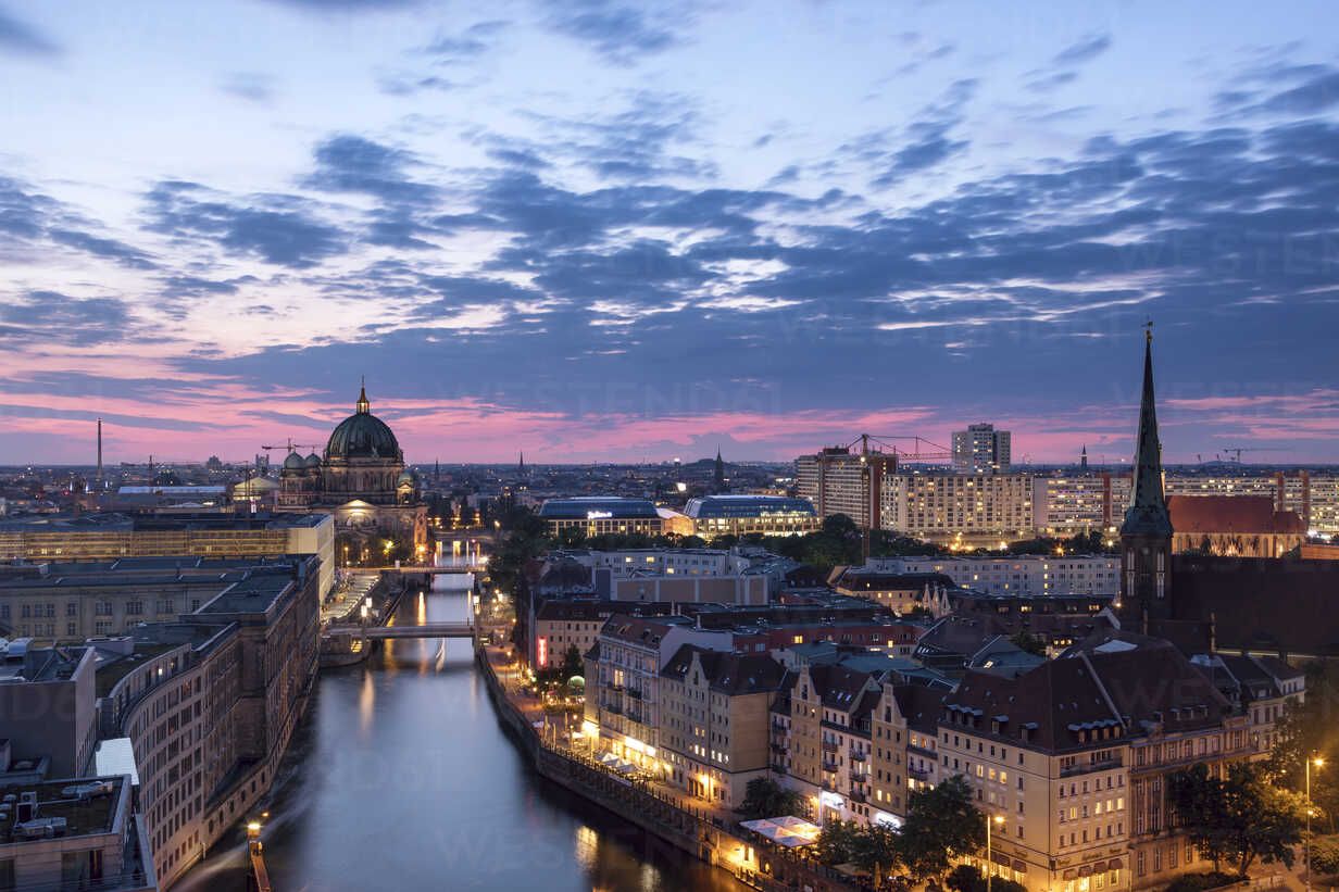 1232x821 Germany, Berlin, elevated city view at morning twilight