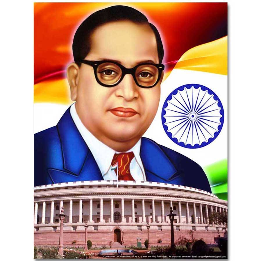 898x898 Dr. Babasaheb Ambedkar With Indian Flag And Historic Building Wallpaper