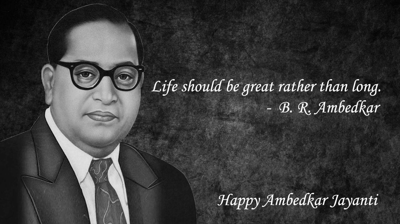 1366x768 Dr Babasaheb Ambedkar Black And White With Quote Wallpaper