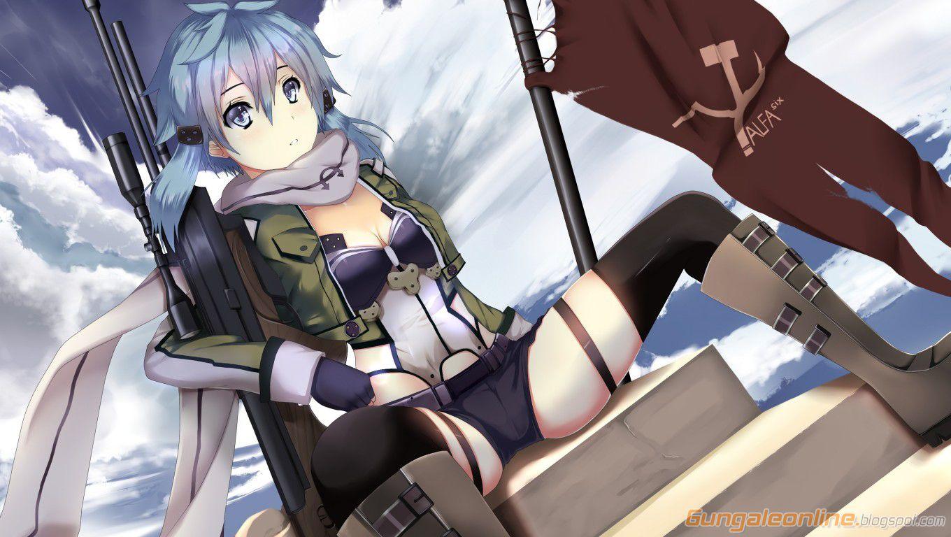 1360x768 Free download Ggo Shinon Kirito HD Wallpaper Picture