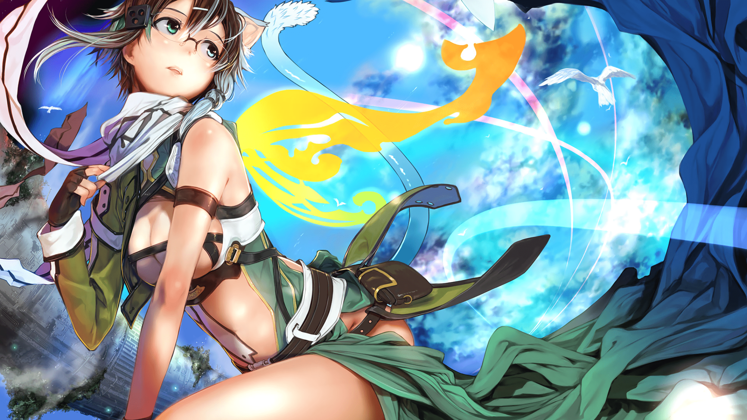 2560x1440 Download 2560x1440 Sword Art Online, Shinon, Glasses, Scarf