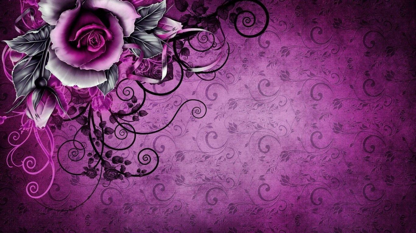 1366x768 Download 1366x768 Rose, Purple, Vintage, Flowers Wallpaper
