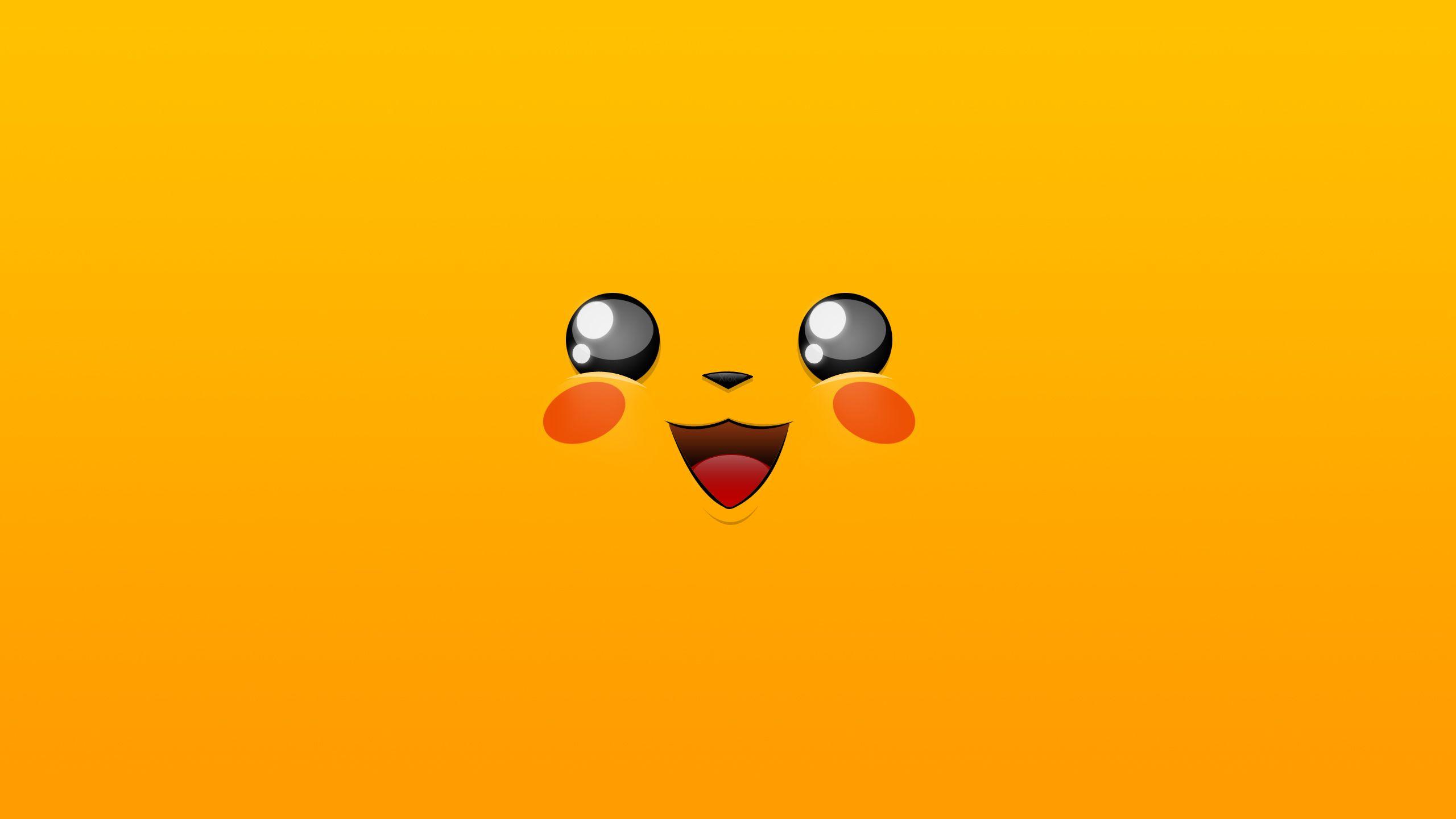 2560x1440 Wallpaper Pikachu, Yellow, HD, Minimal