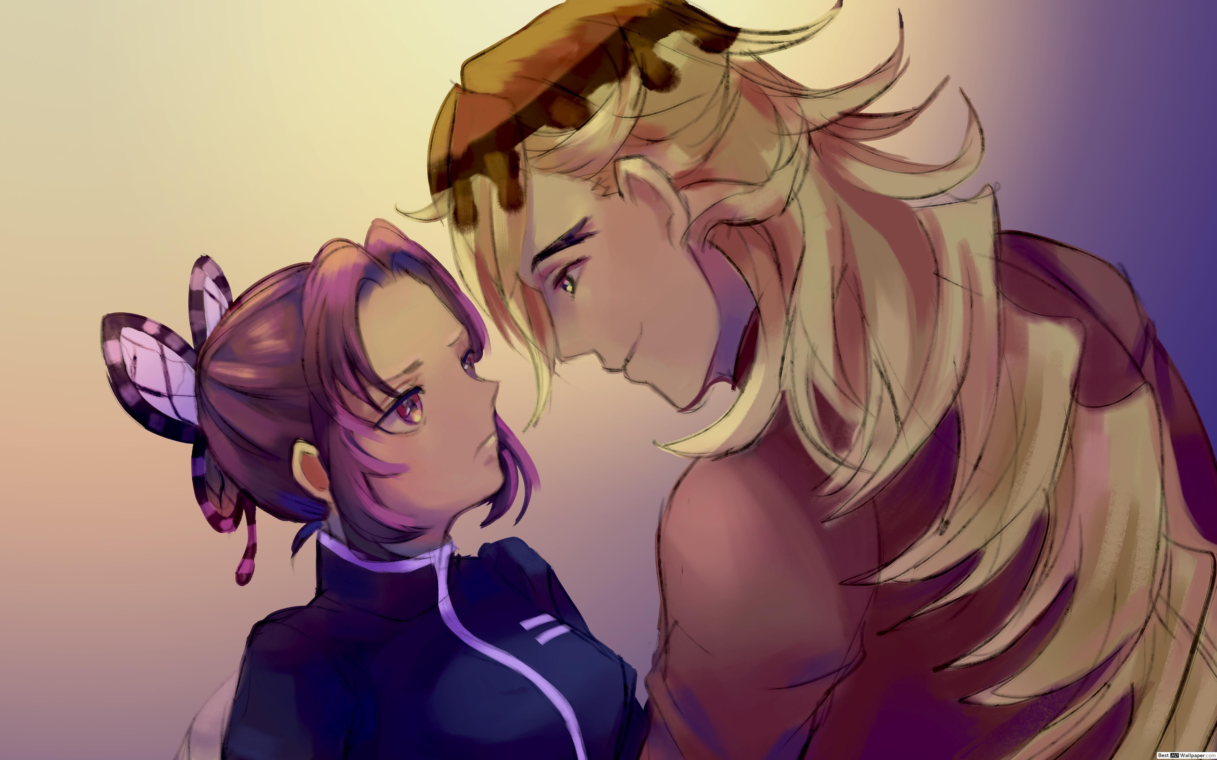 5120x3200 Demon Slayer Kochou & Douma HD wallpaper download