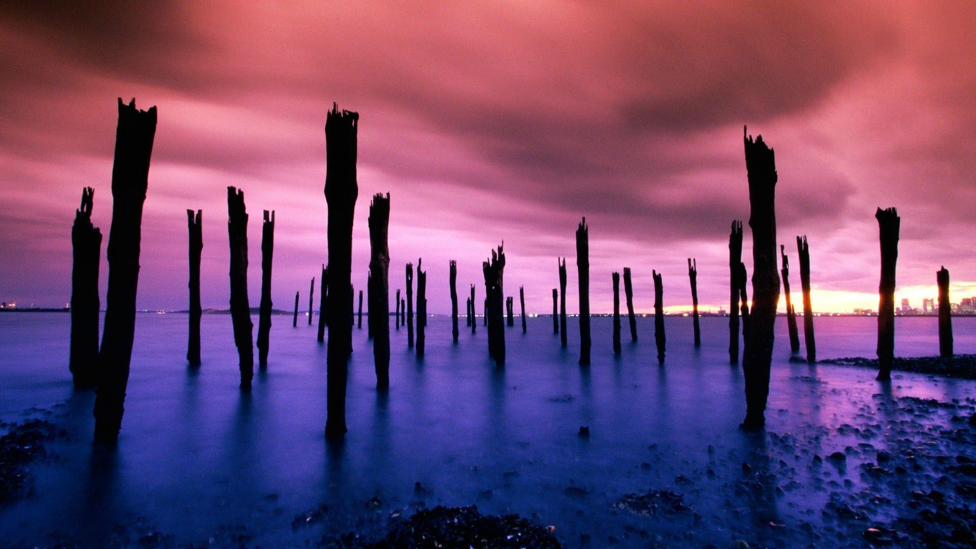 1920x1080 Misc: Harbor Boston Pillars Twilight Old Lights Massachusetts Broken