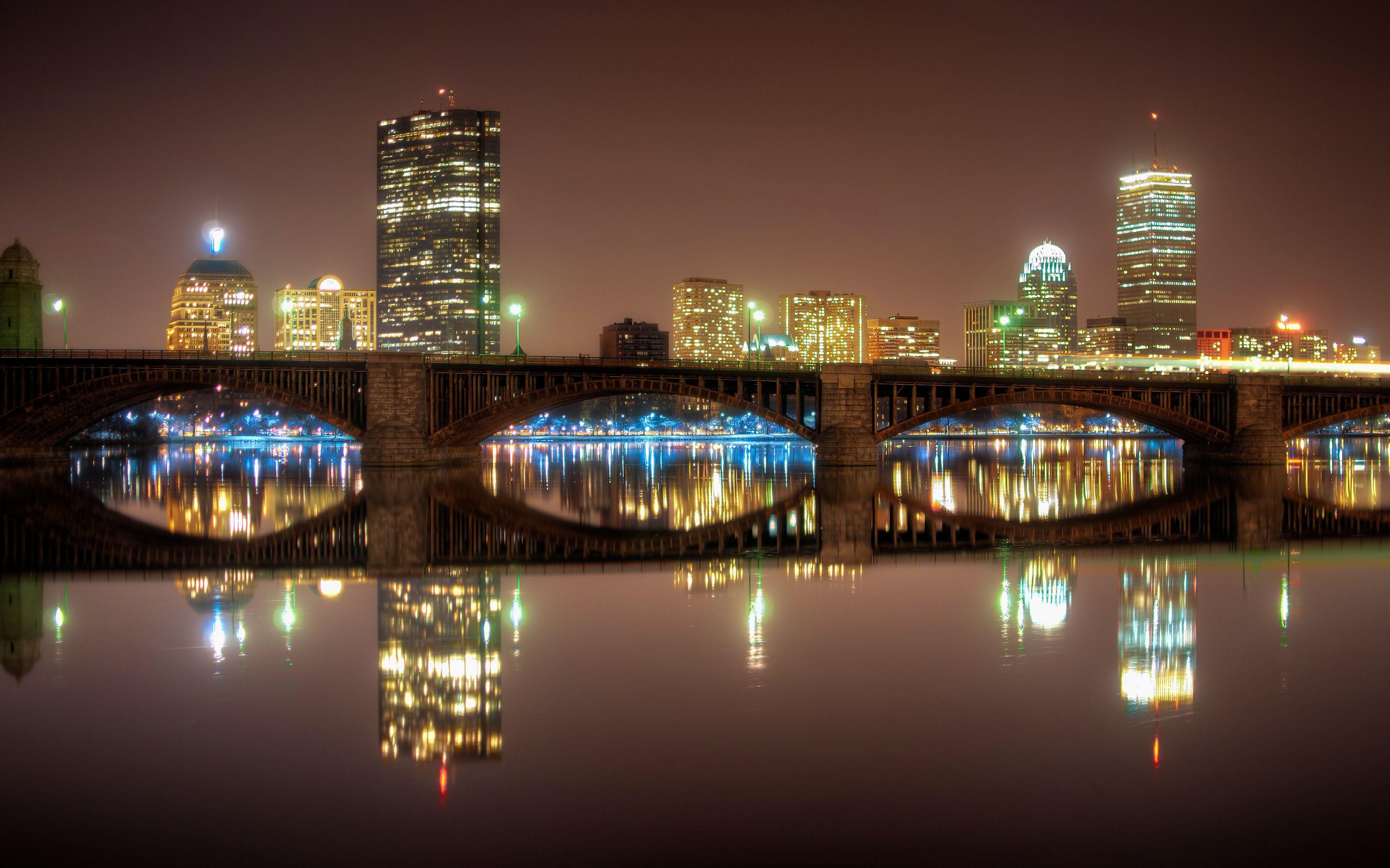3840x2399 Boston Reflection in the Charles River, Massachusetts widescreen