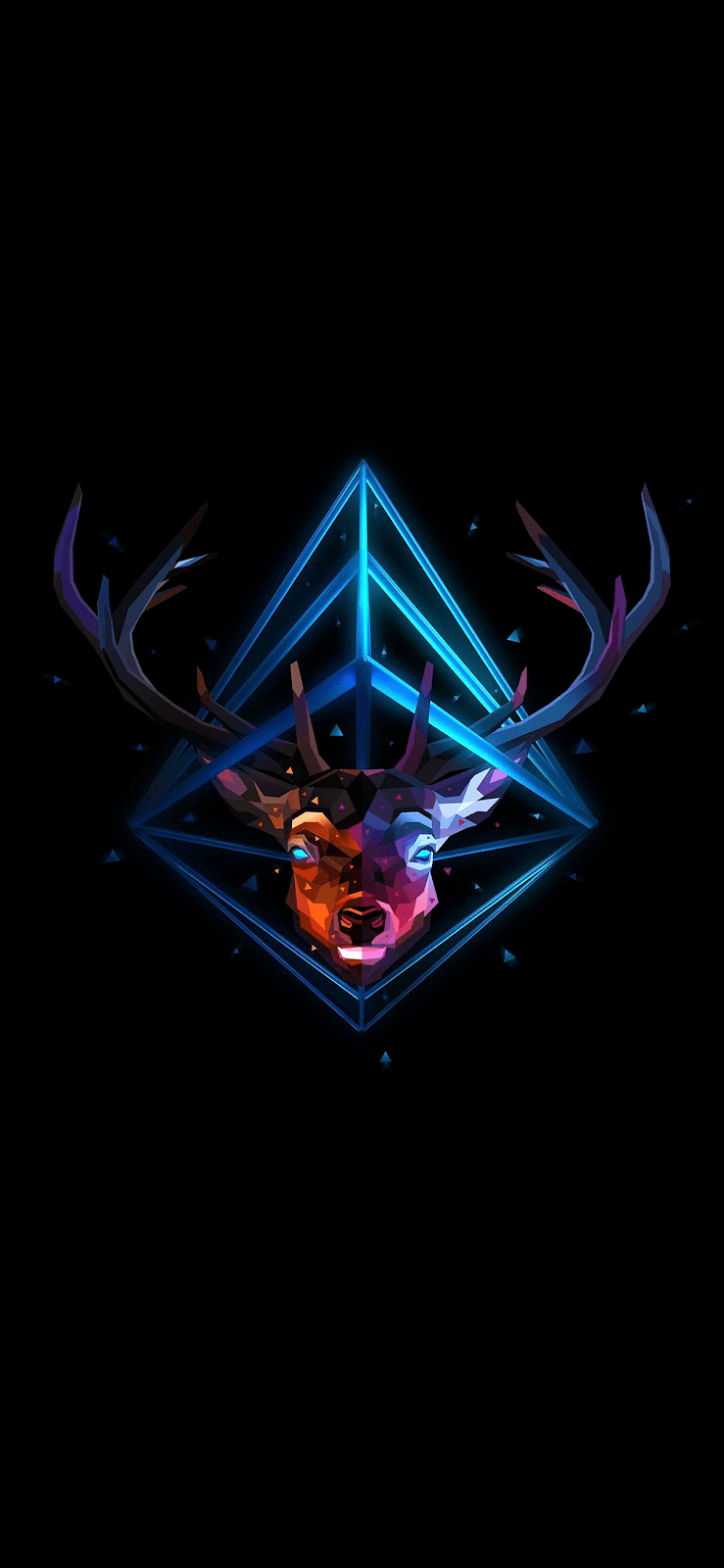 739x1600 Polygonal Stag Head Wallpaper For Pc