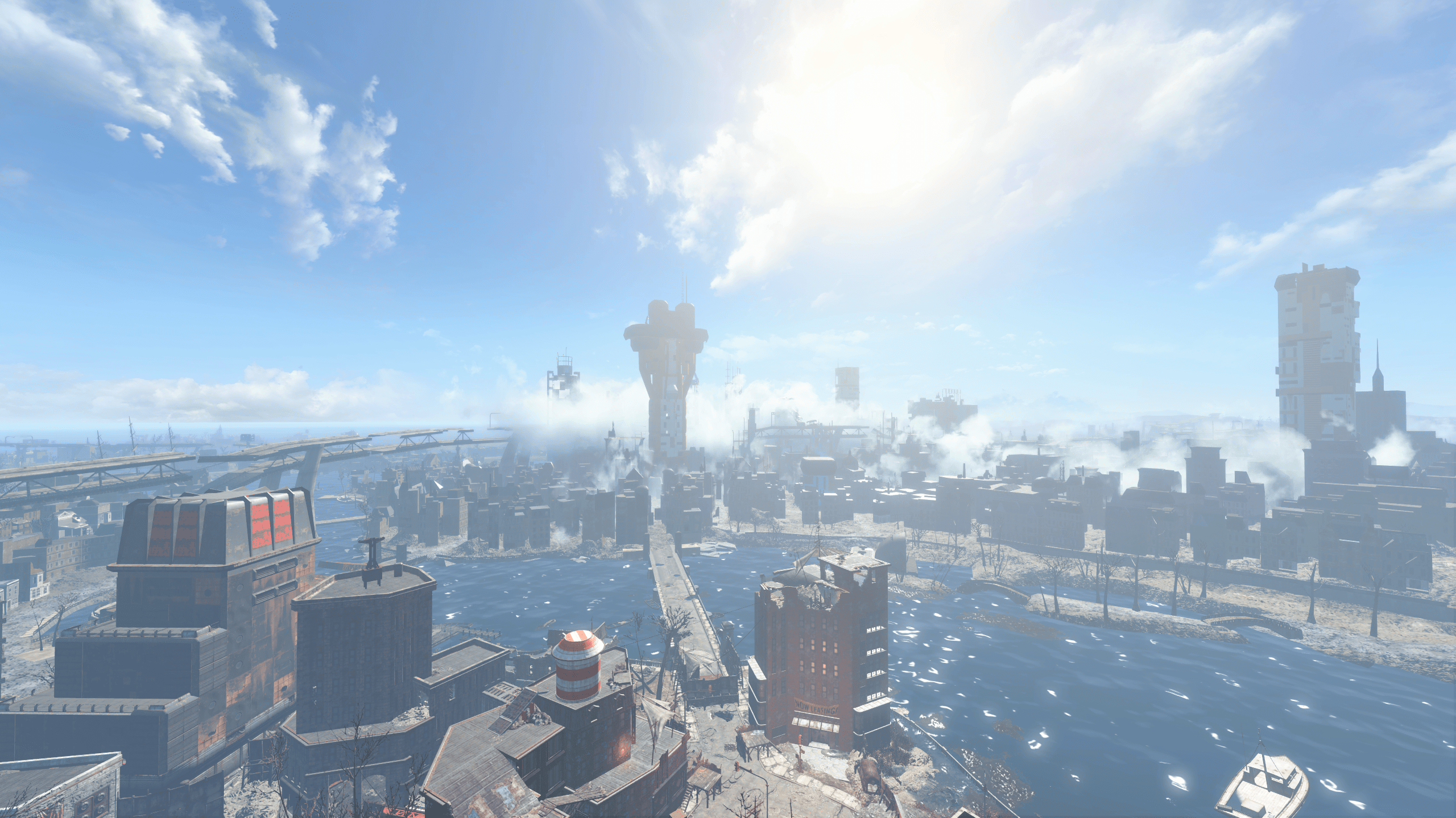 2560x1440 view from the top of Cambridge (Fallout 4)