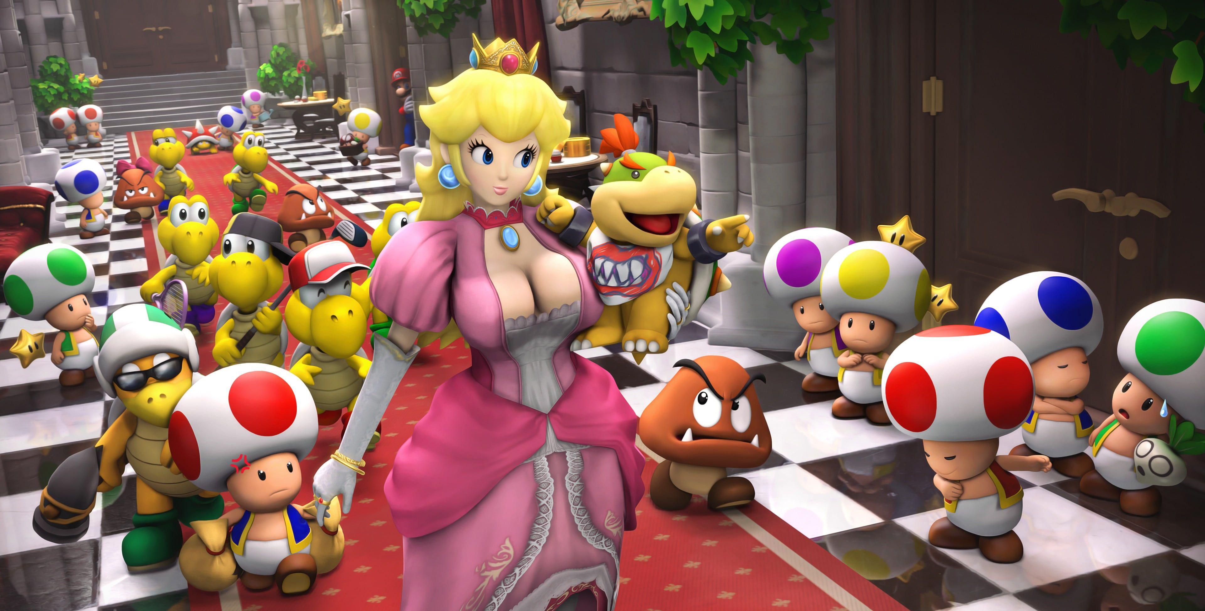 3840x1948 Princess Peach, Super Mario, video games, render HD