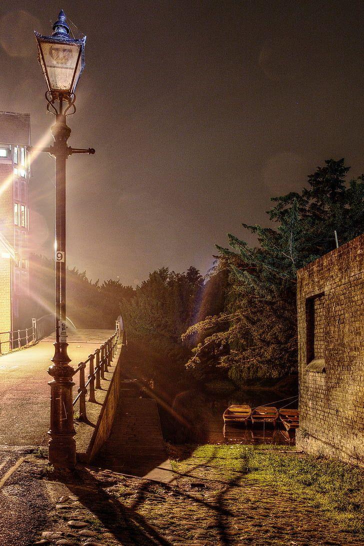 728x1092 HD wallpaper: unlit black metal street lamp on bridge