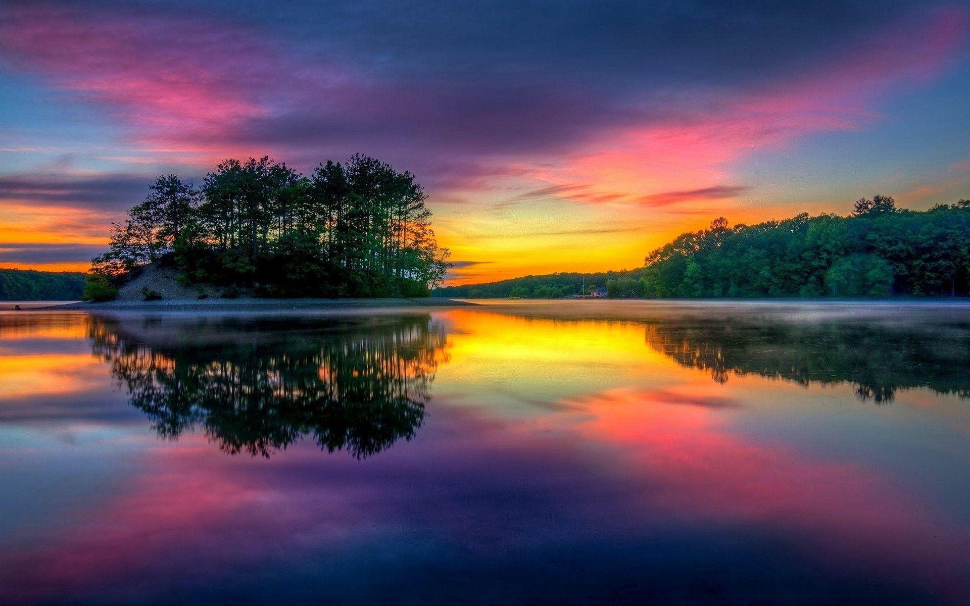 1920x1200 massachusetts lake water sky reflection trees nature landscape