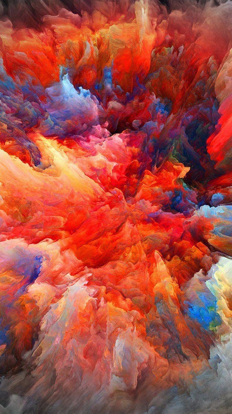 750x1334 iPhone Wallpaper. Painting, Acrylic paint, Red, Orange