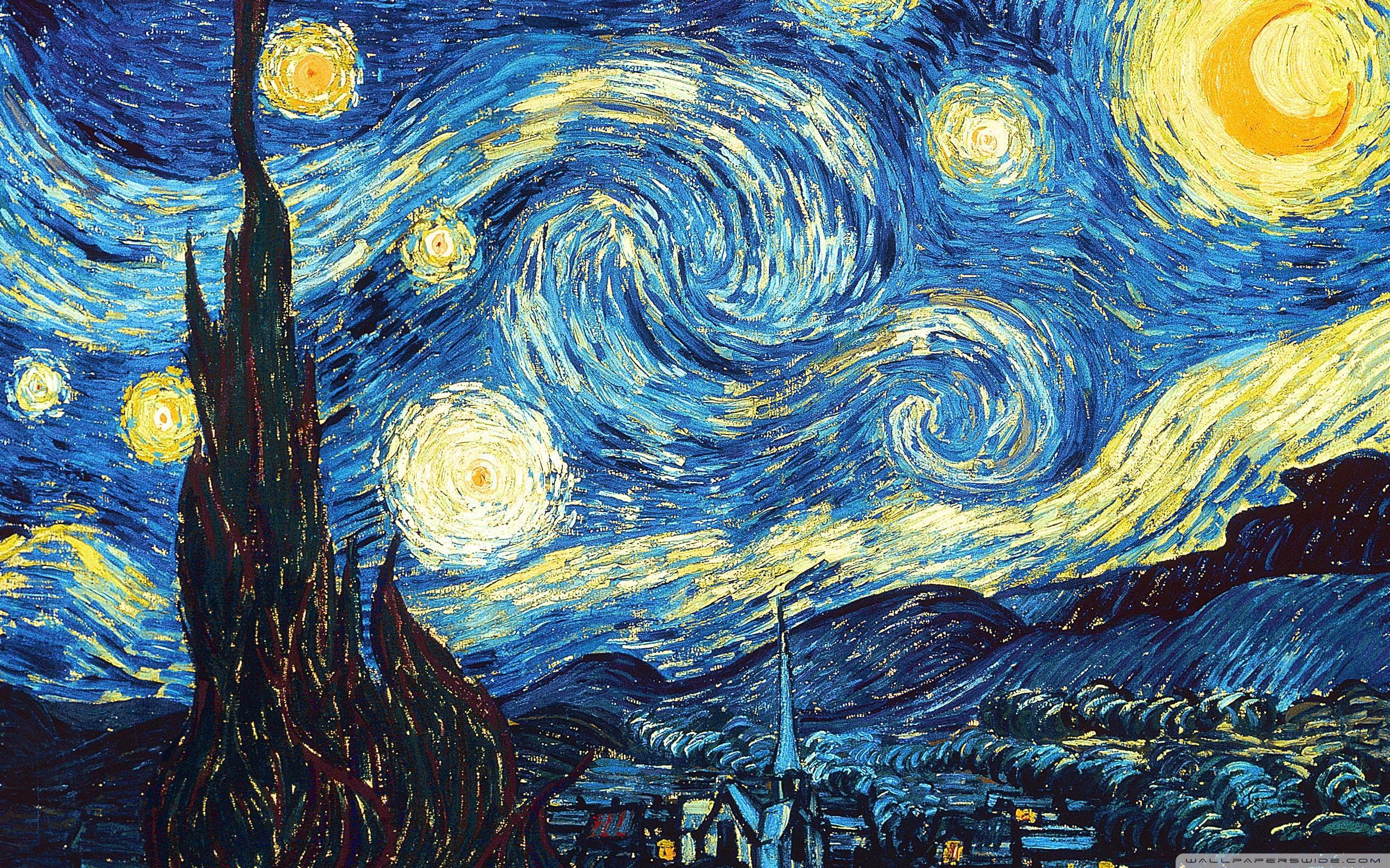 2560x1600 Download Starry Night Painting Wallpaper, HD Background
