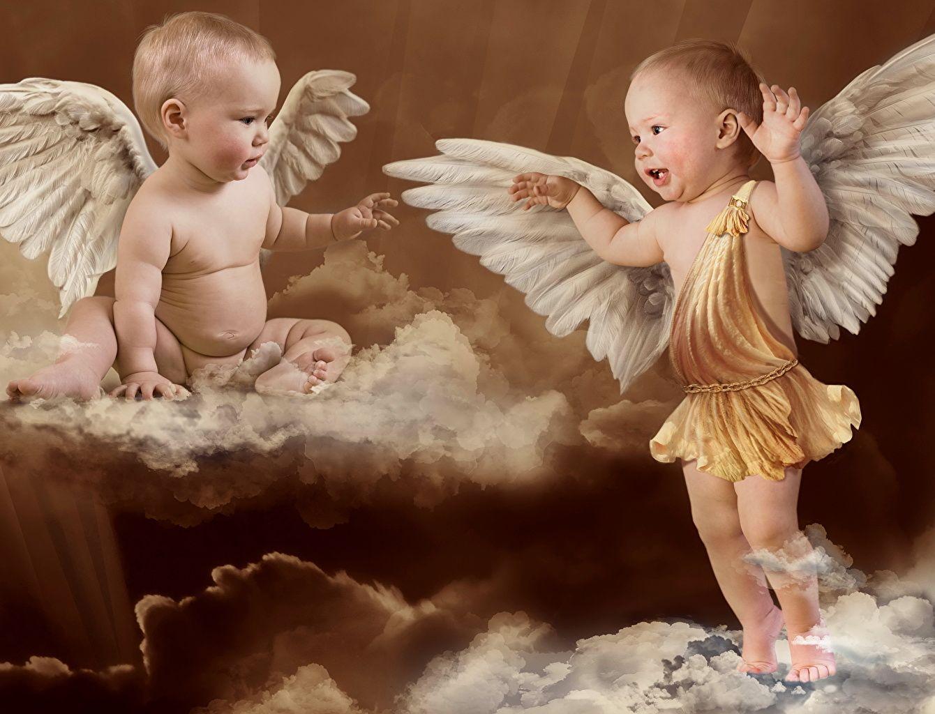 1340x1024 Wallpaper Infants Cupid Wings child