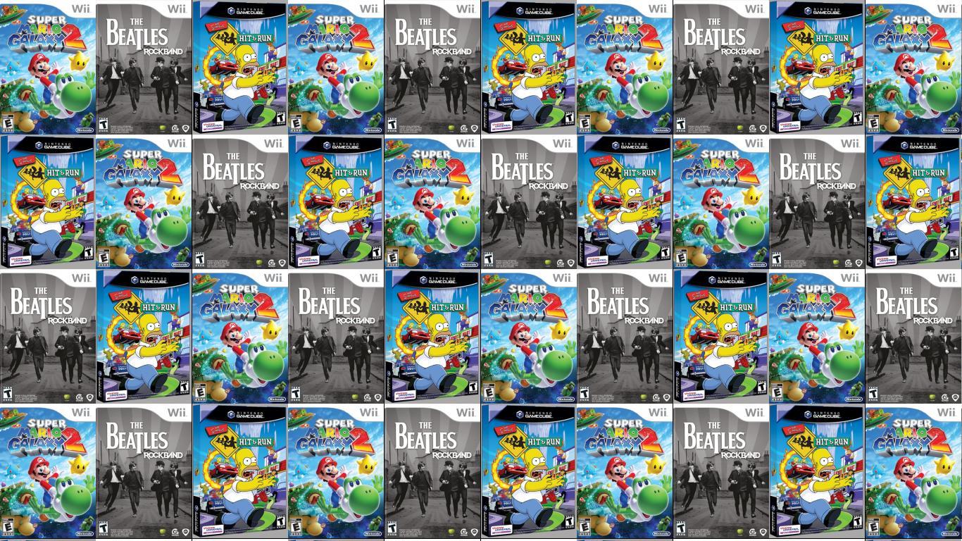 1366x768 Super Mario Galaxy The Beatles The Simpsons Game Wallpaper