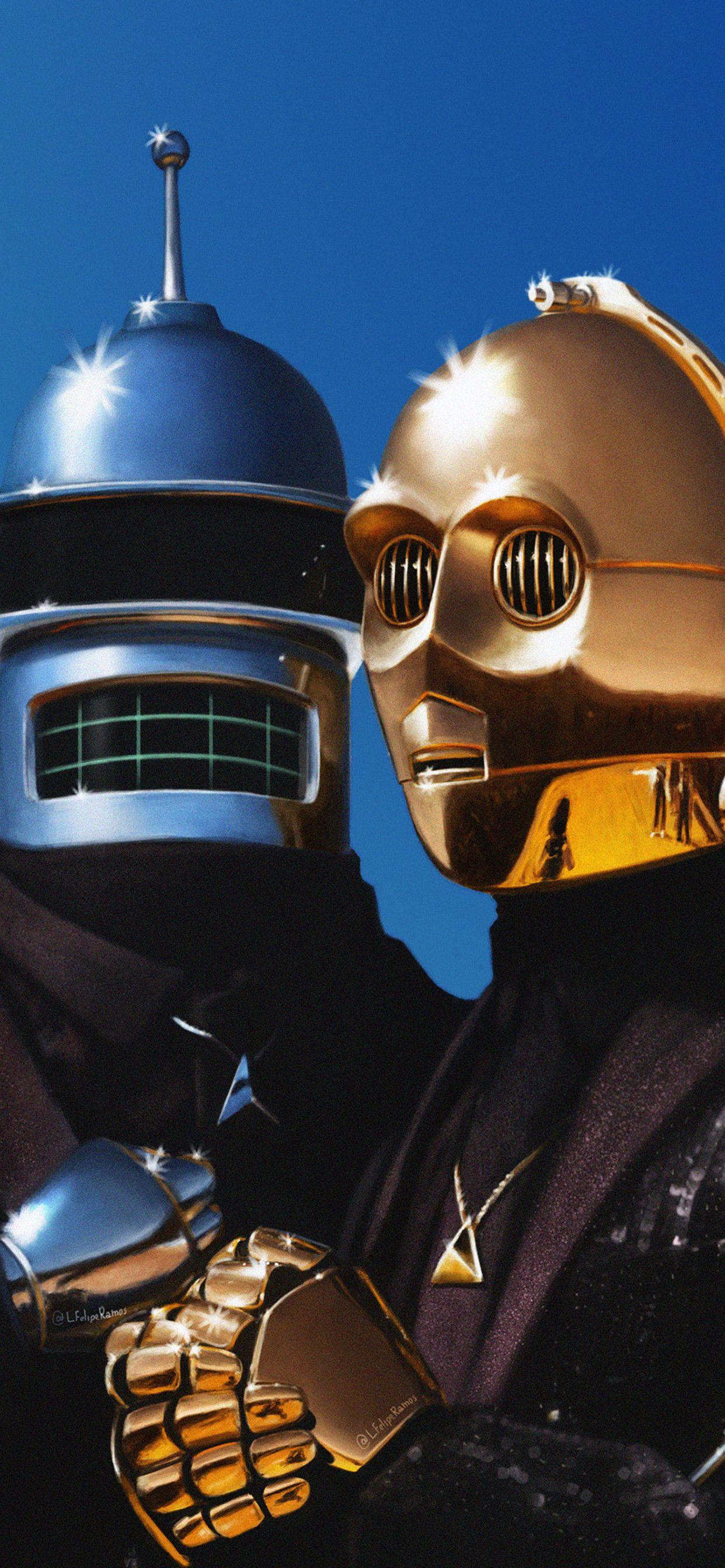 1242x2688 Daft Punk And C3PO iPhone XS MAX HD 4k Wallpaper