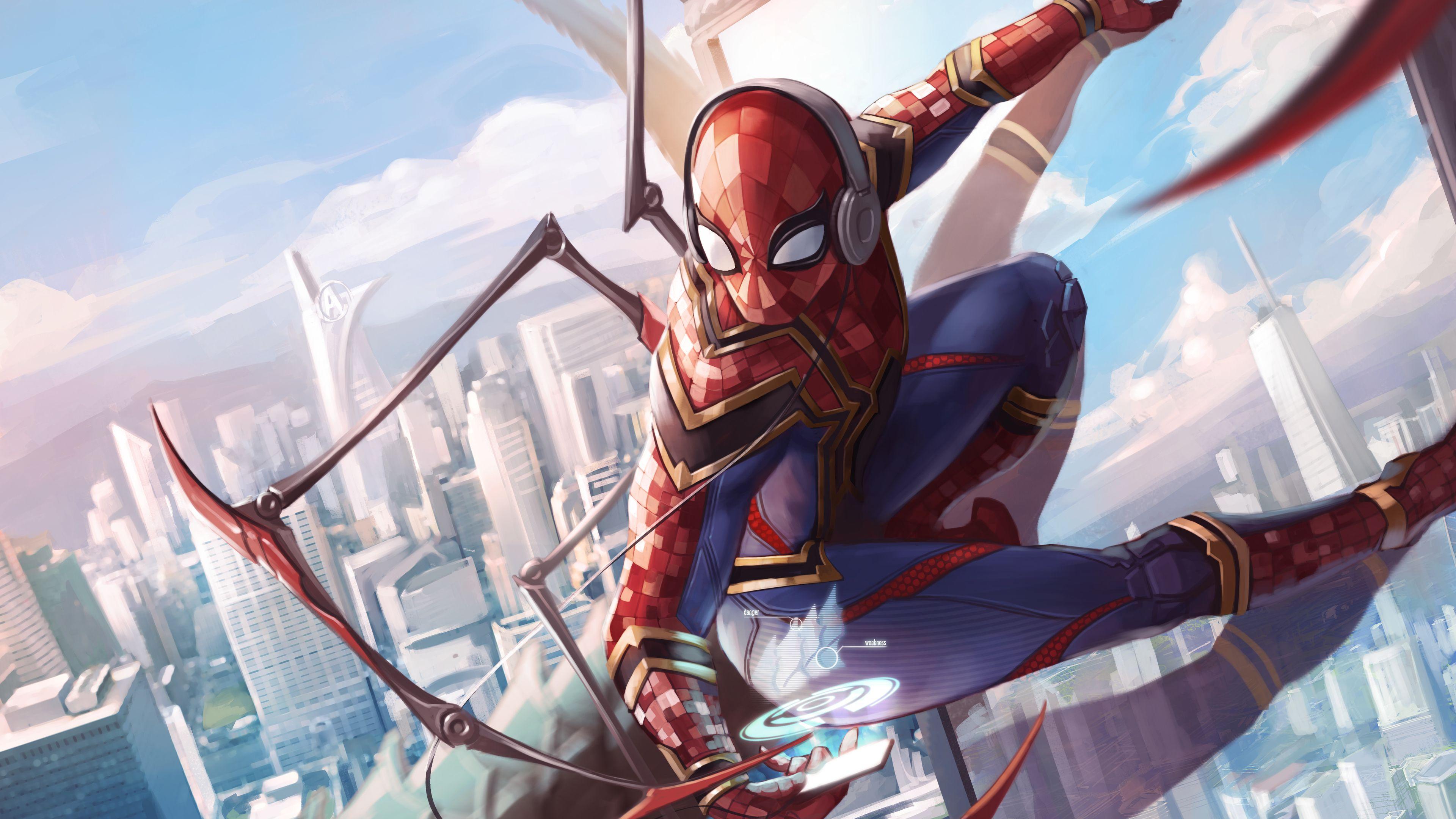 3840x2160 Wallpaper 4k Spiderman Iron Suit Art 5k 4k Wallpaper, 5k