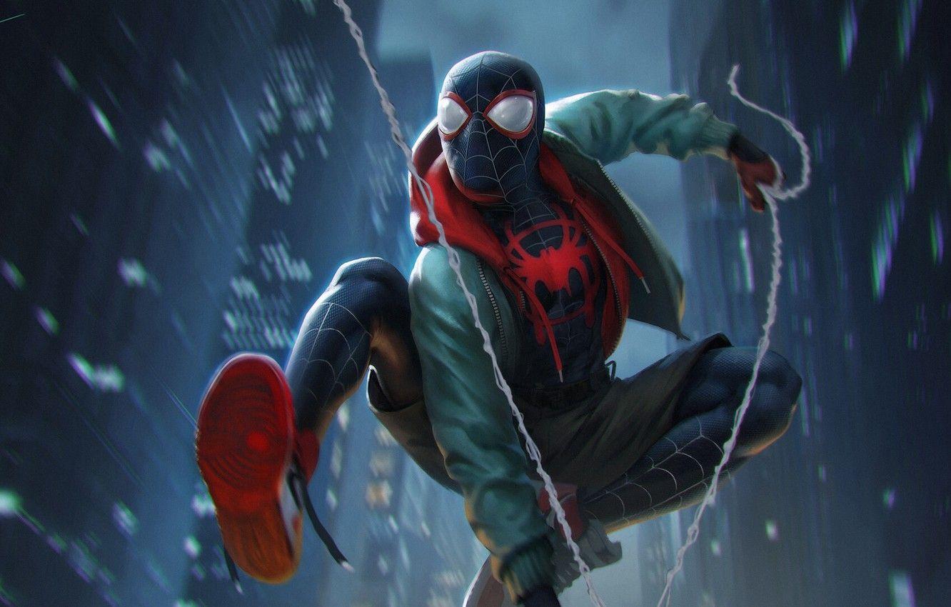 1332x850 Wallpaper Figure, Web, Costume, Art, Art, Spider Man, Marvel