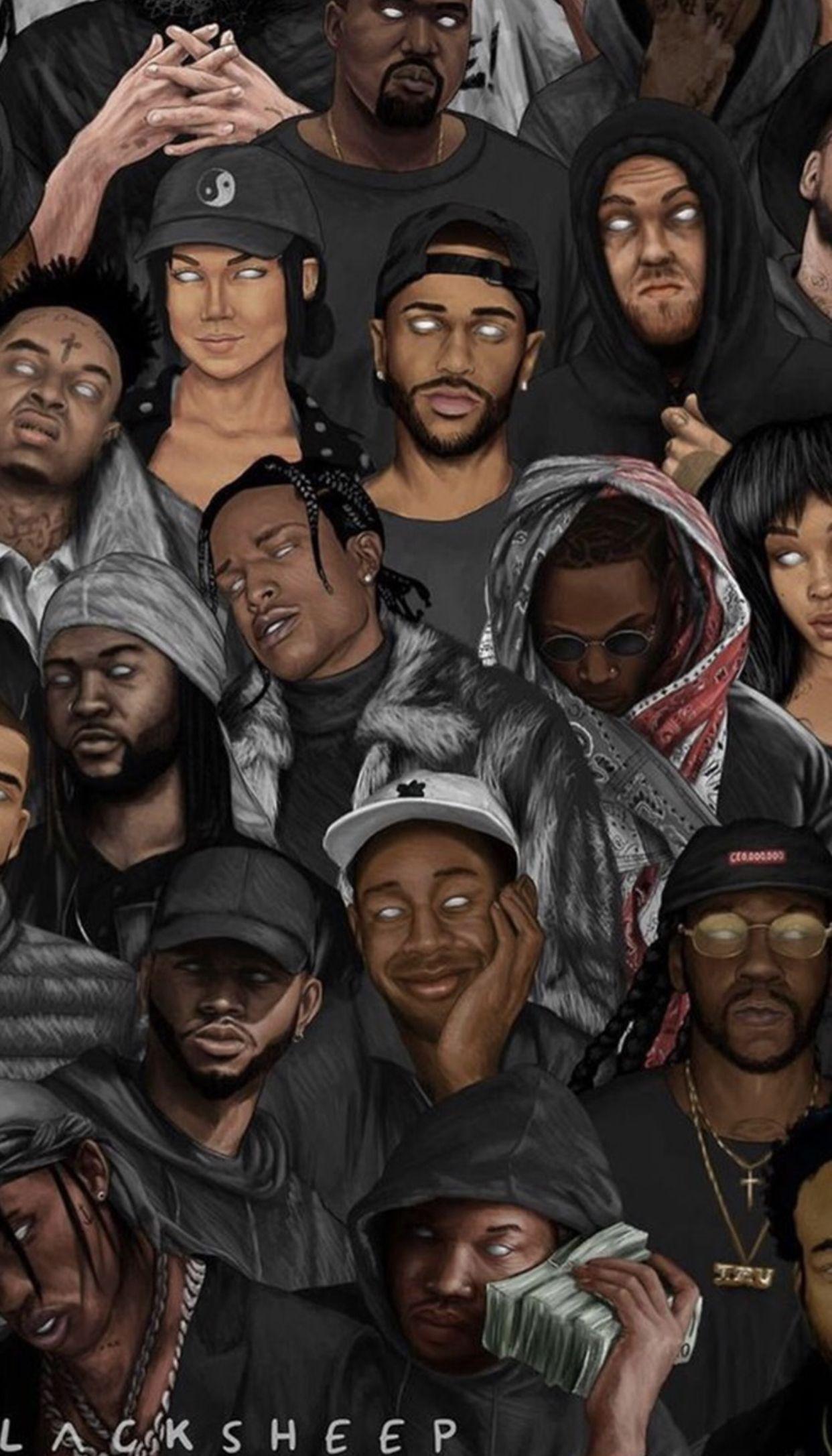 1242x2173 Lock Screen Cartoon Rapper Wallpaper iPhone