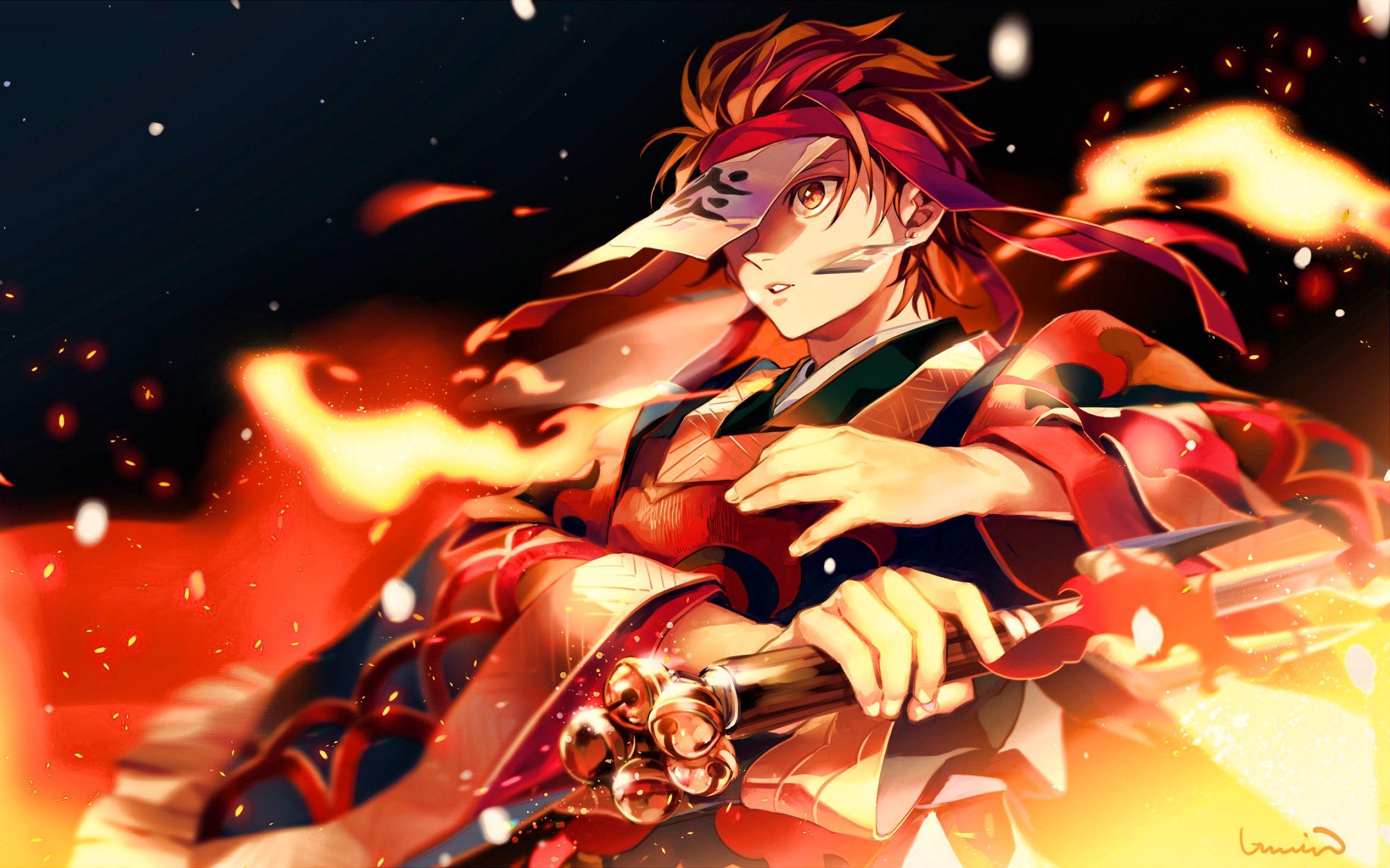 2560x1600 Download wallpaper Tanjirou Kamado, sword, samurai, Kimetsu