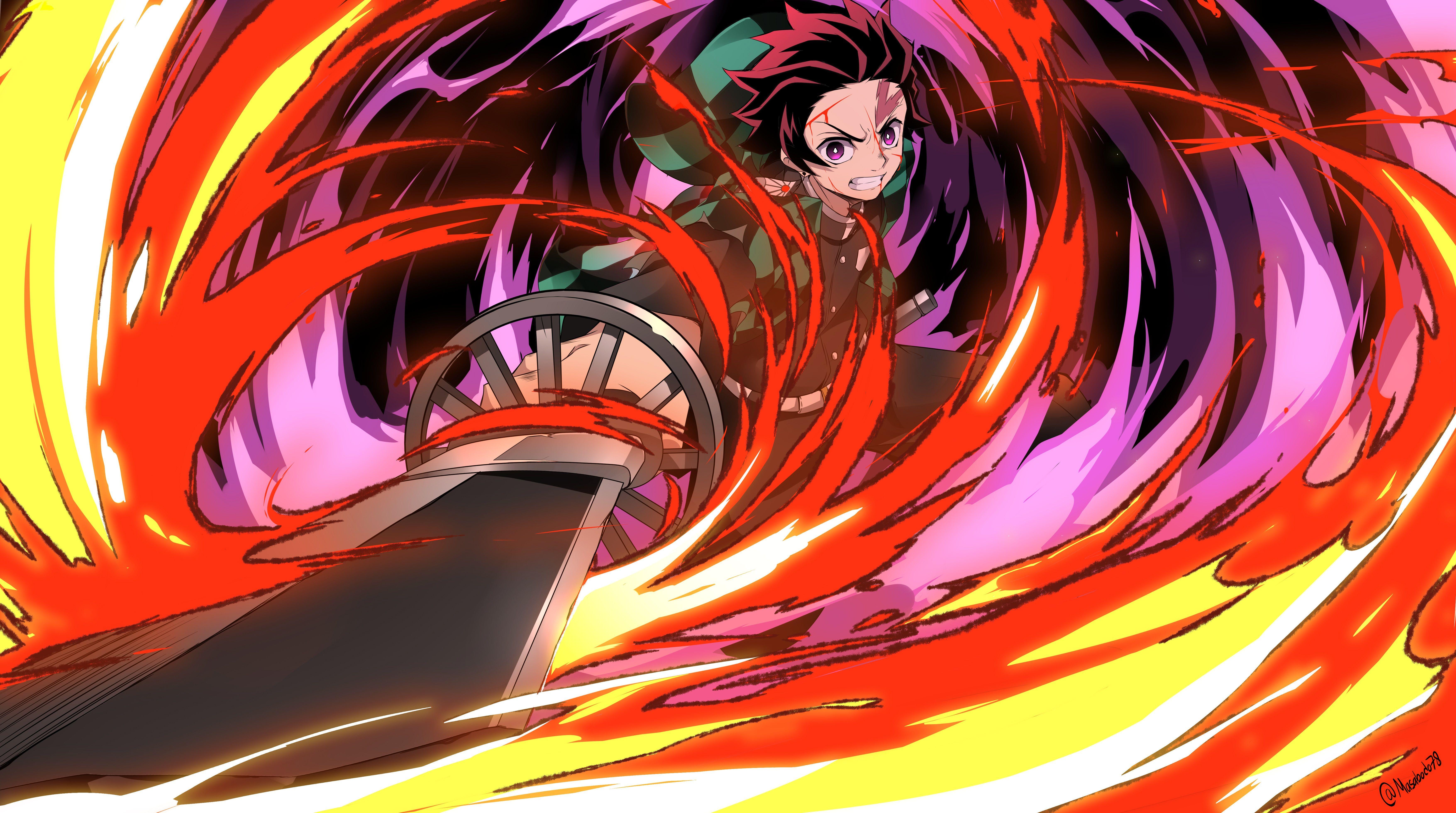 7017x3918 Tanjirou Kamado character from Demon Slayer Anime Wallpaper
