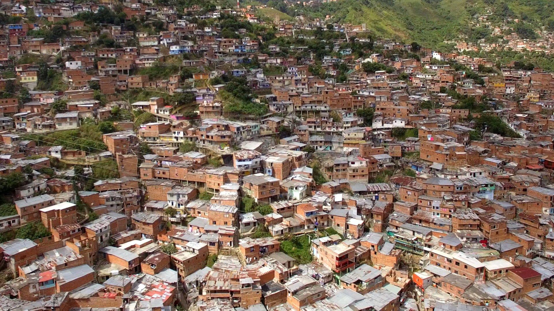 1920x1080 Medellin, Colombia Aerial View, Flying Over Comuna