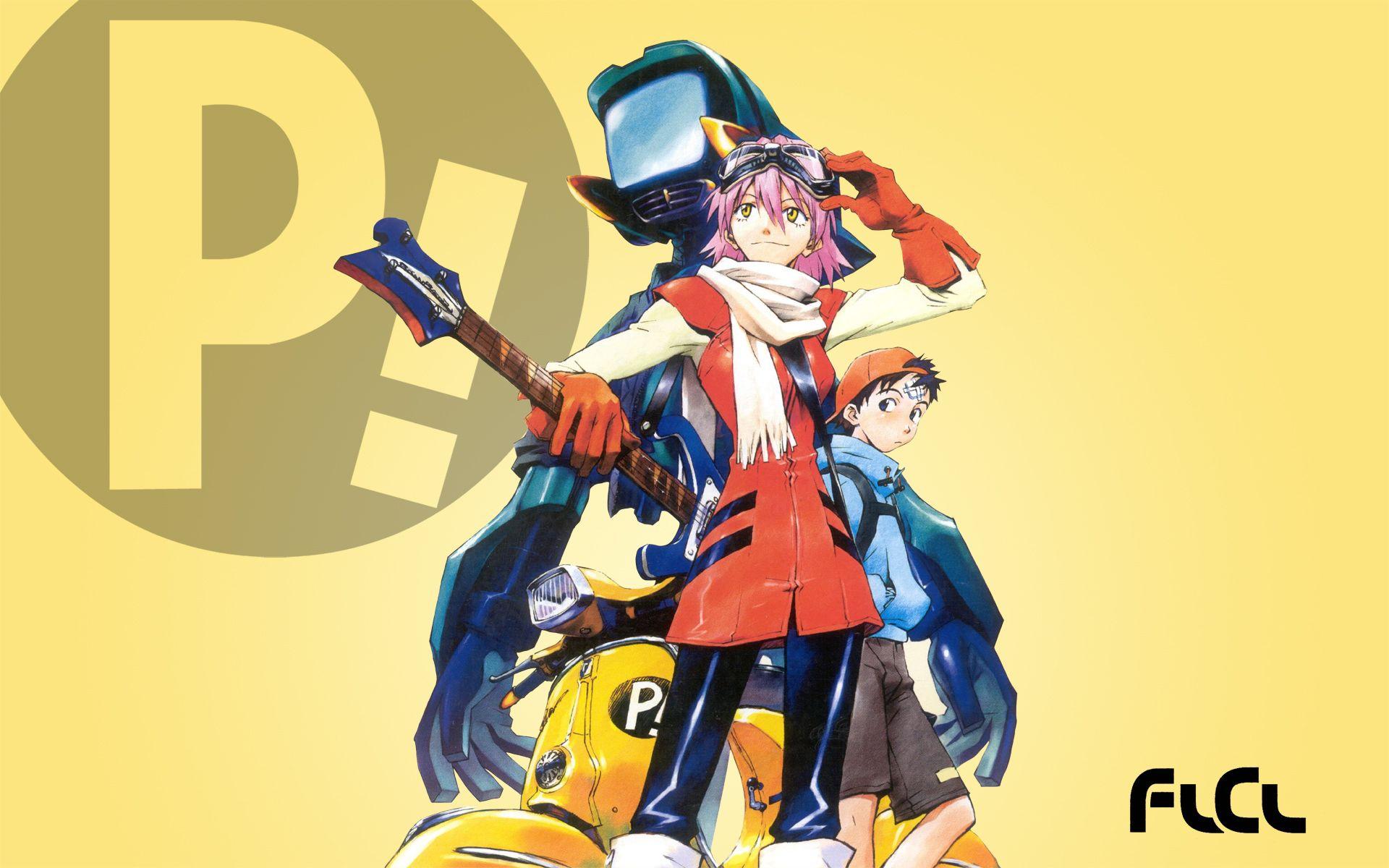 1920x1200 FLCL Fooly Cooly, Canti, vespa, Haruhara Haruko, simple background