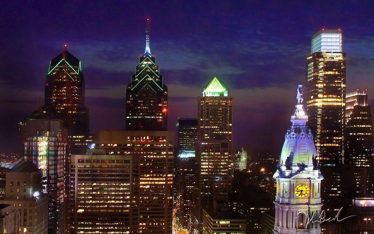 1440x900 Download Philadelphia Skyline At Night Wallpaper, HD