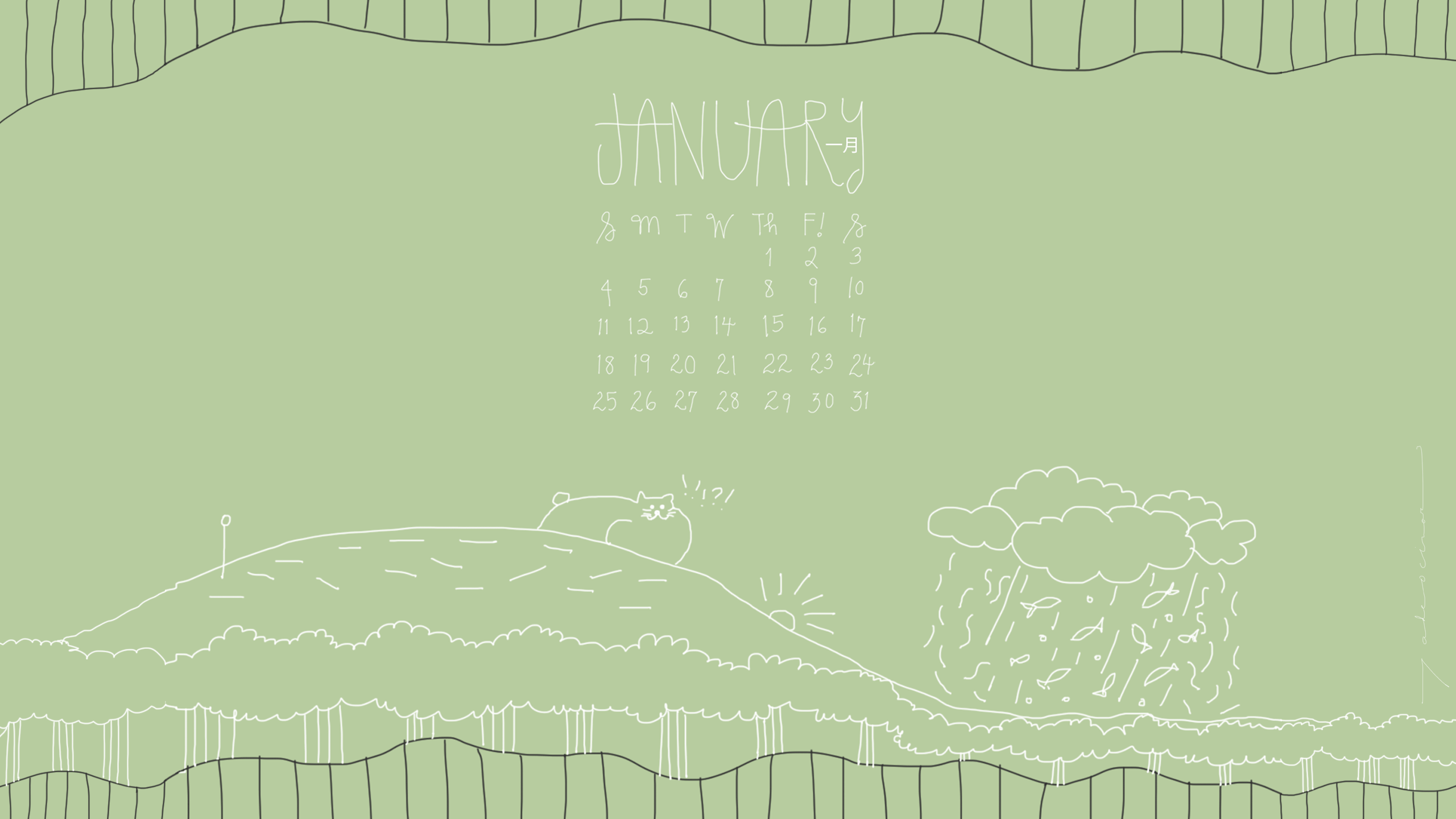 2560x1440 Doodle January 2015 Desktop Calendar :)