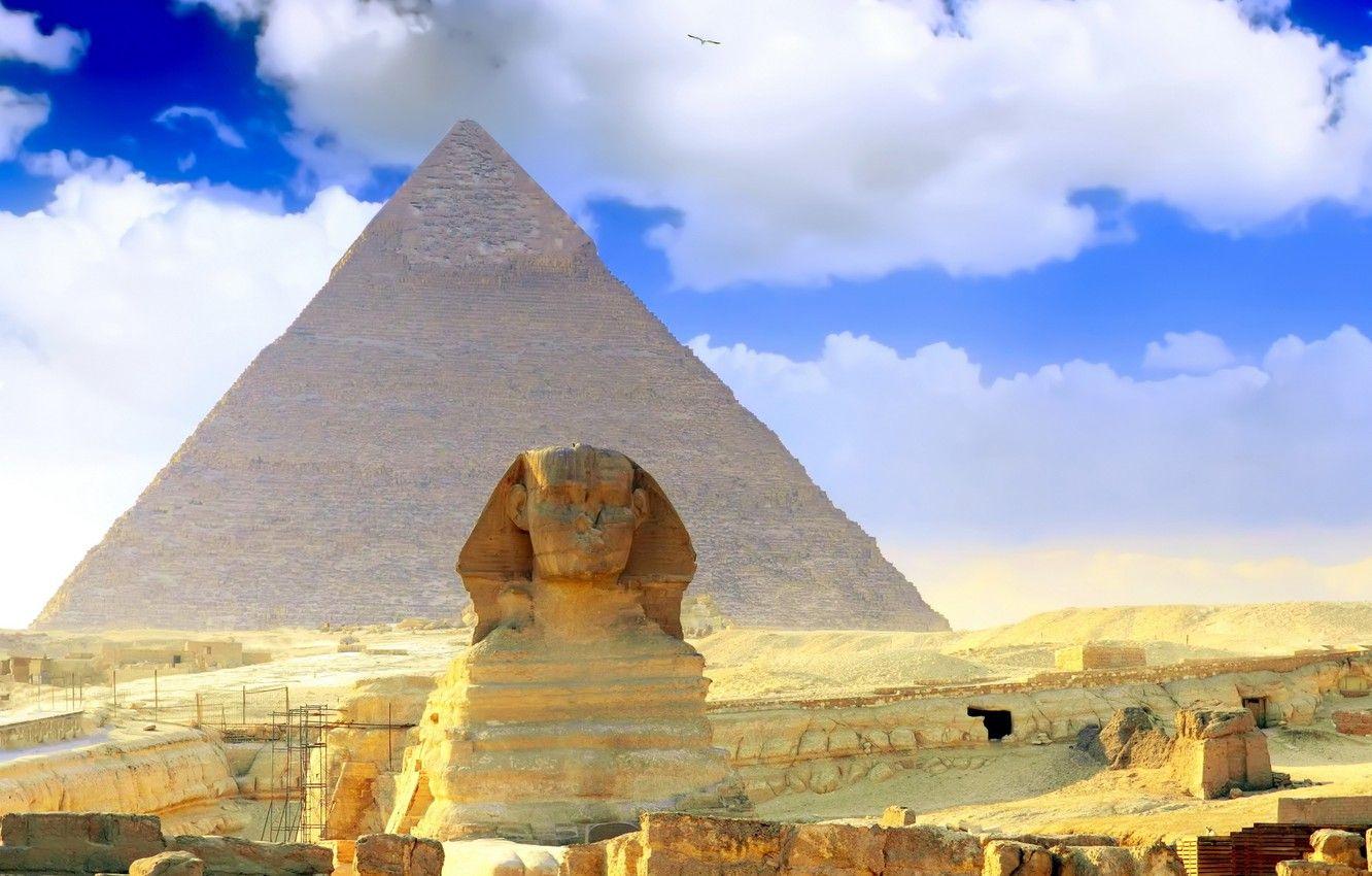 1332x850 Wallpaper Egypt, Sphinx, the pyramid of Cheops image