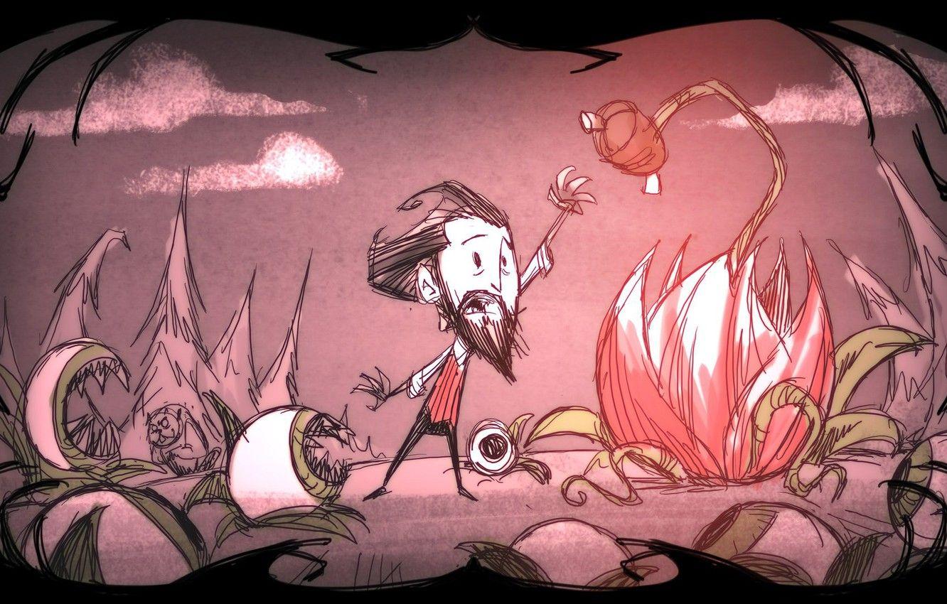 1332x850 Wallpaper flower, eyes, clouds, tree, beard, game, eyes