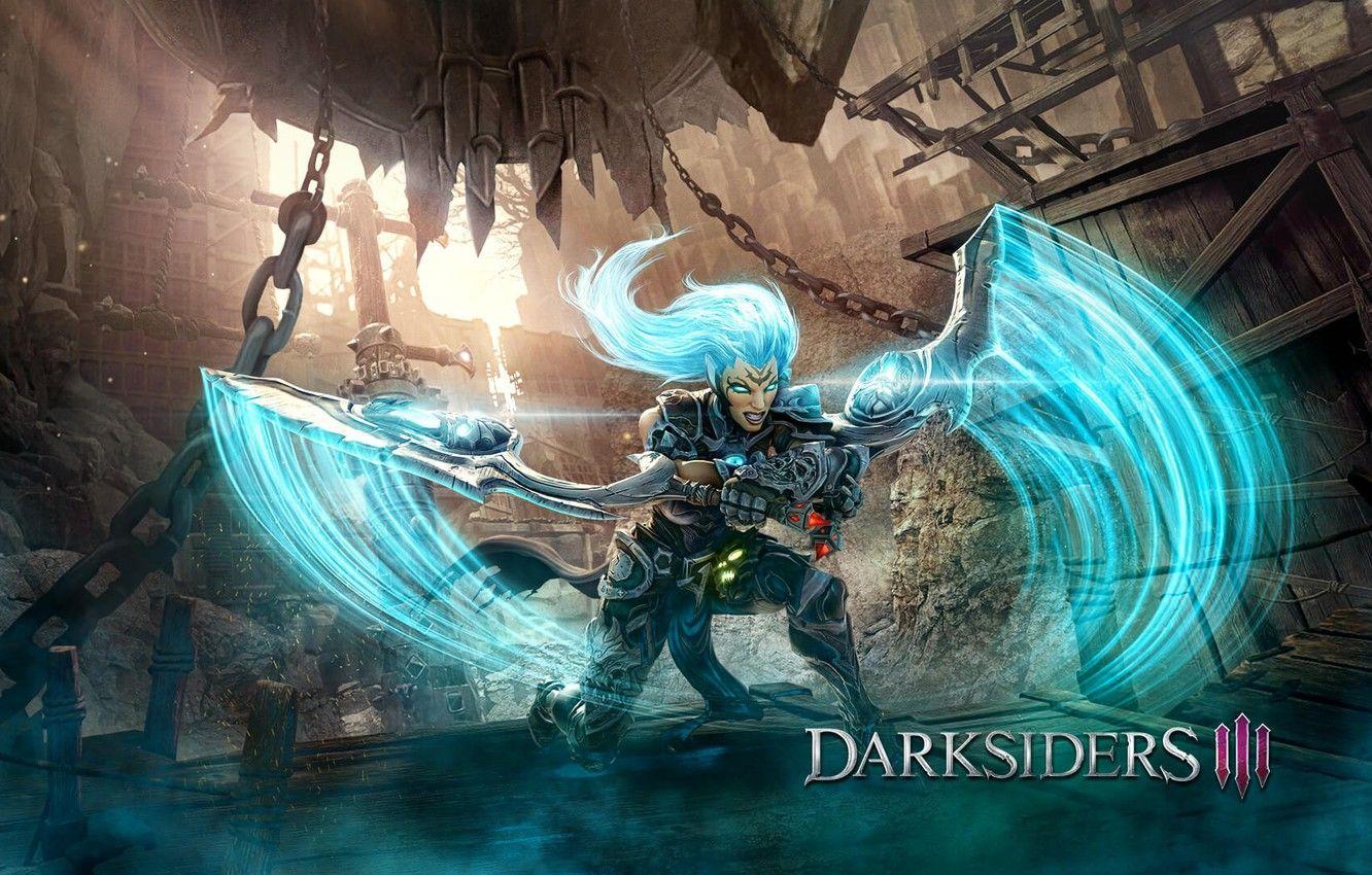 1332x850 Wallpaper girl, weapons, the game, Darksiders III image
