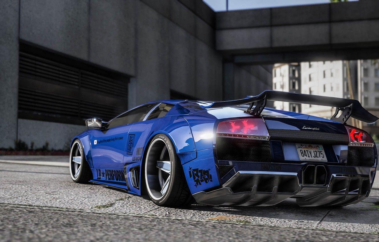 1332x850 Wallpaper the city, street, Lamborghini, rear view, GTA