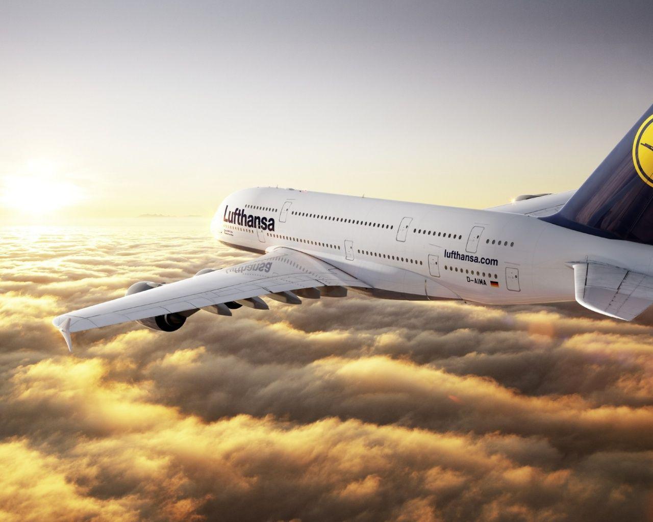 1280x1024 Airbus A380 Lufthansa desktop PC and Mac wallpaper