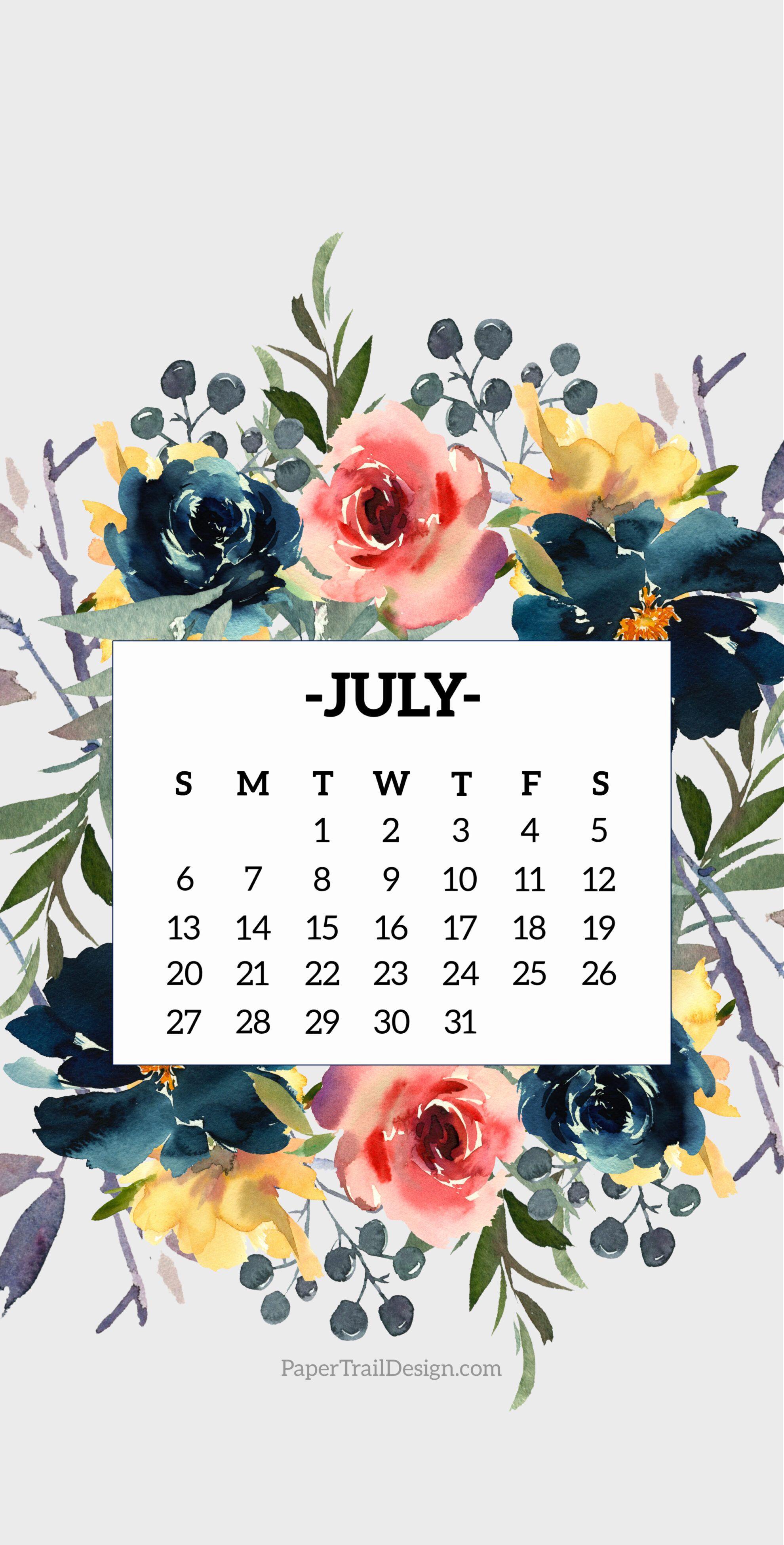 1980x3898 Calendar Phone Wallpaper Trail Design