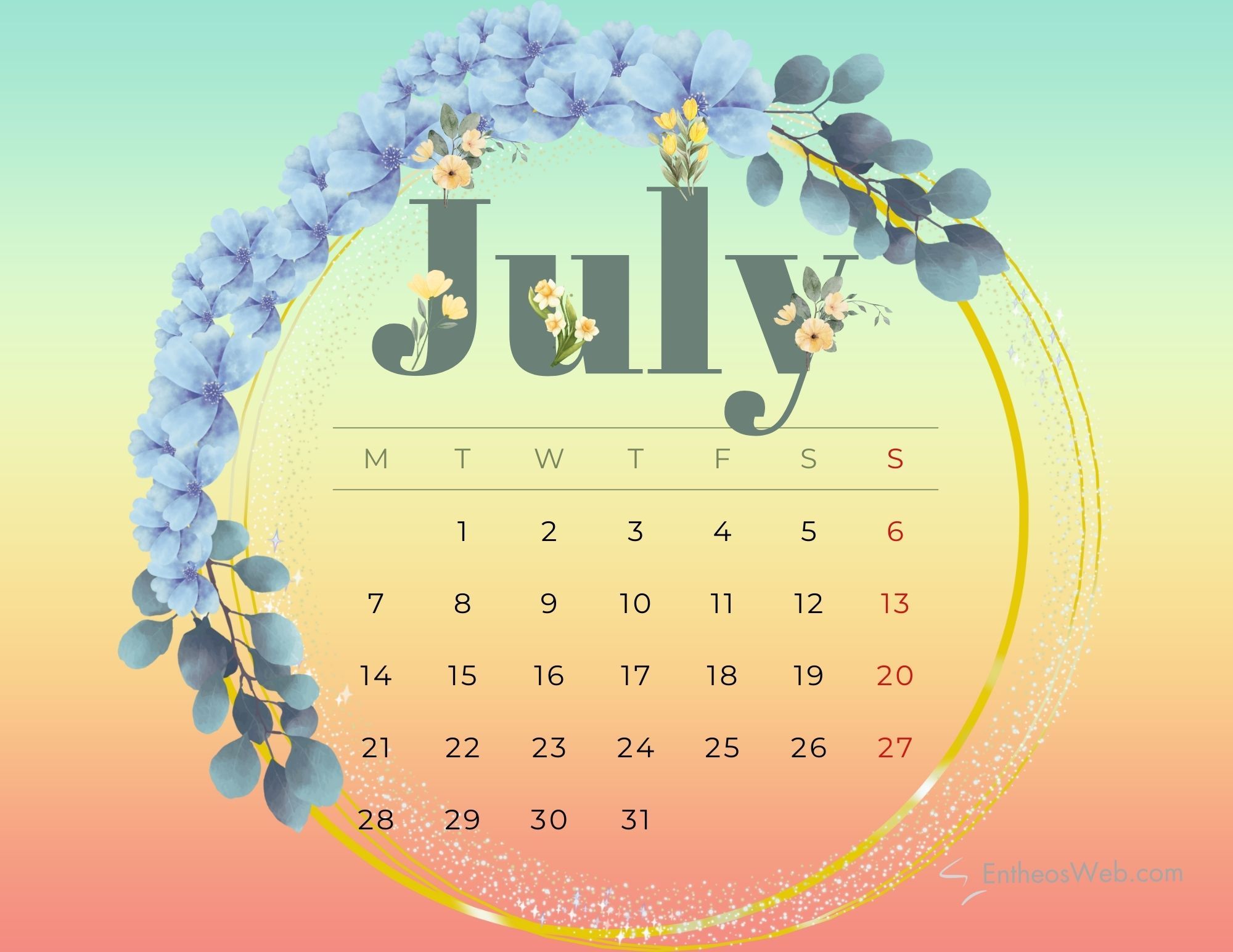 july 2025 calendar wallpaper desktop