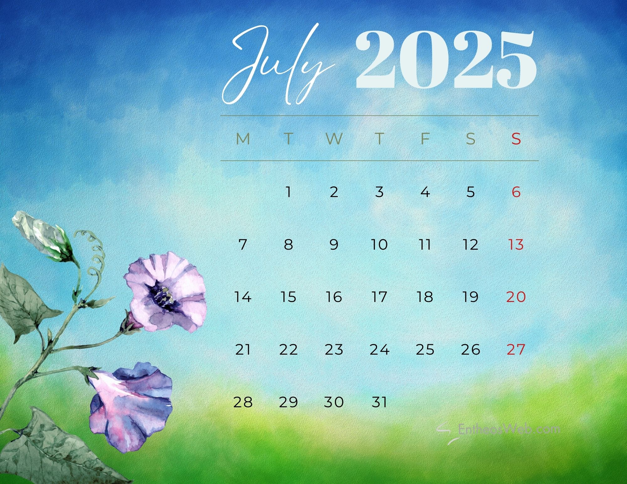 july 2025 calendar wallpaper desktop