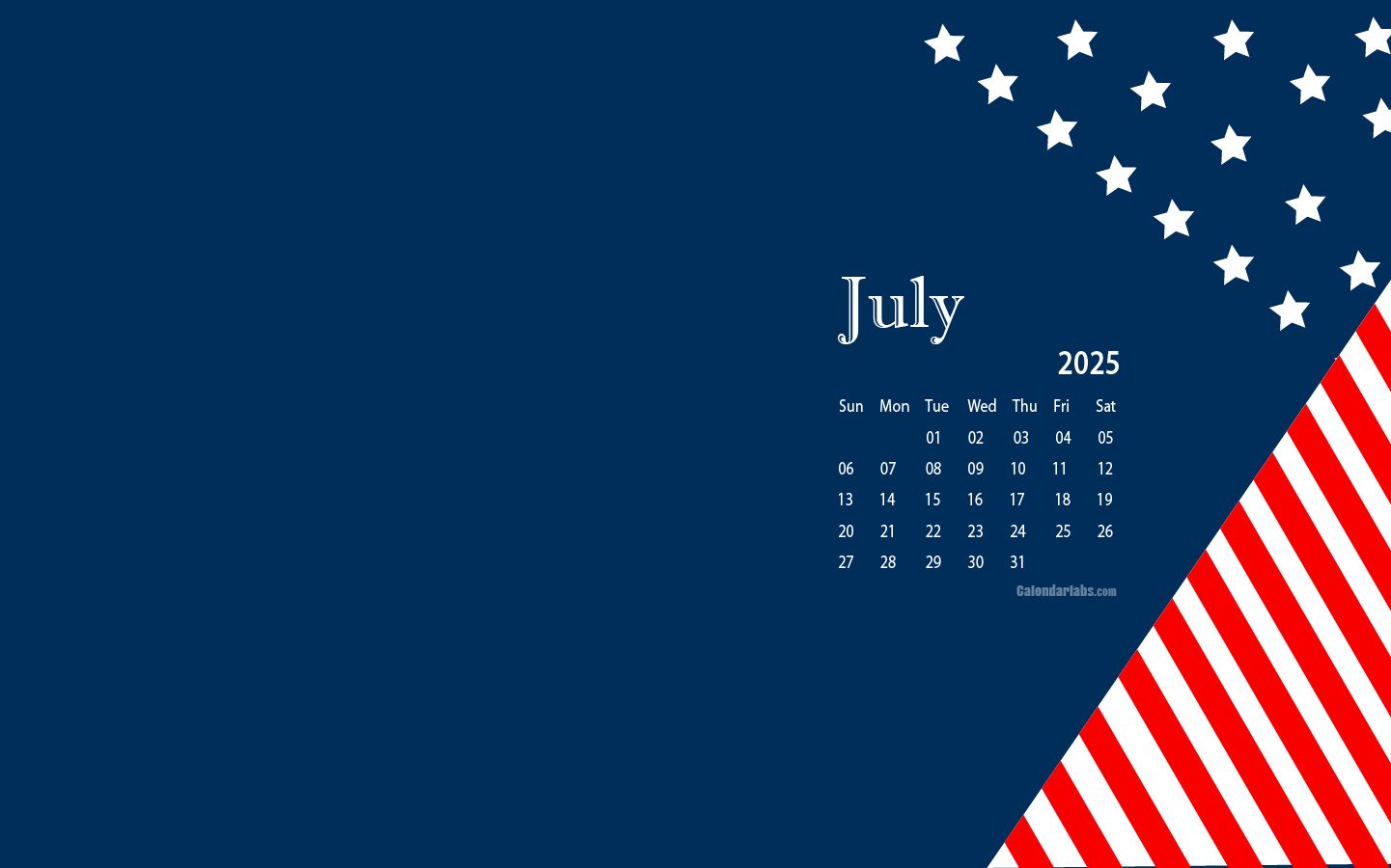 1441x900 July 2025 Desktop Wallpaper Calendar