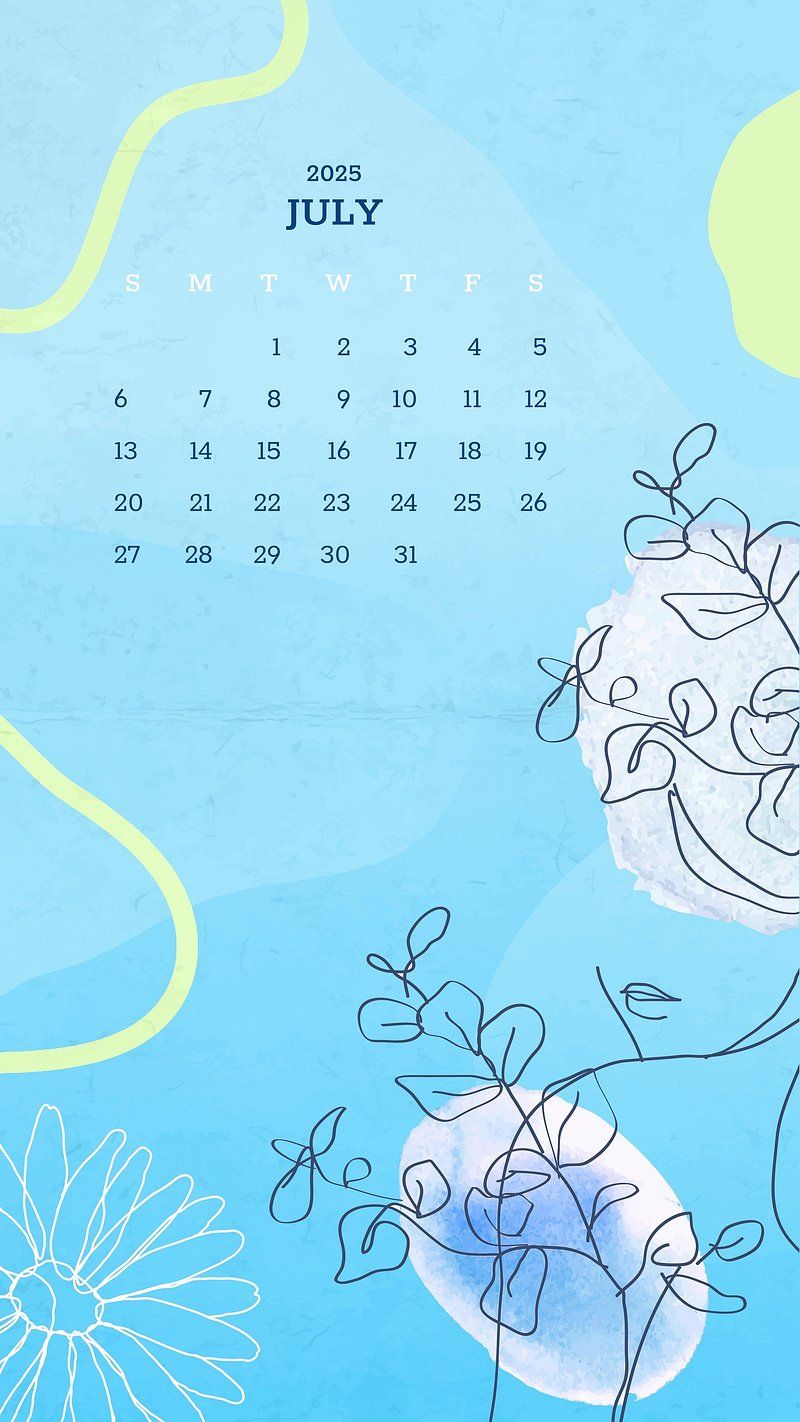 800x1422 July 2025 Calendar Image Wallpaper