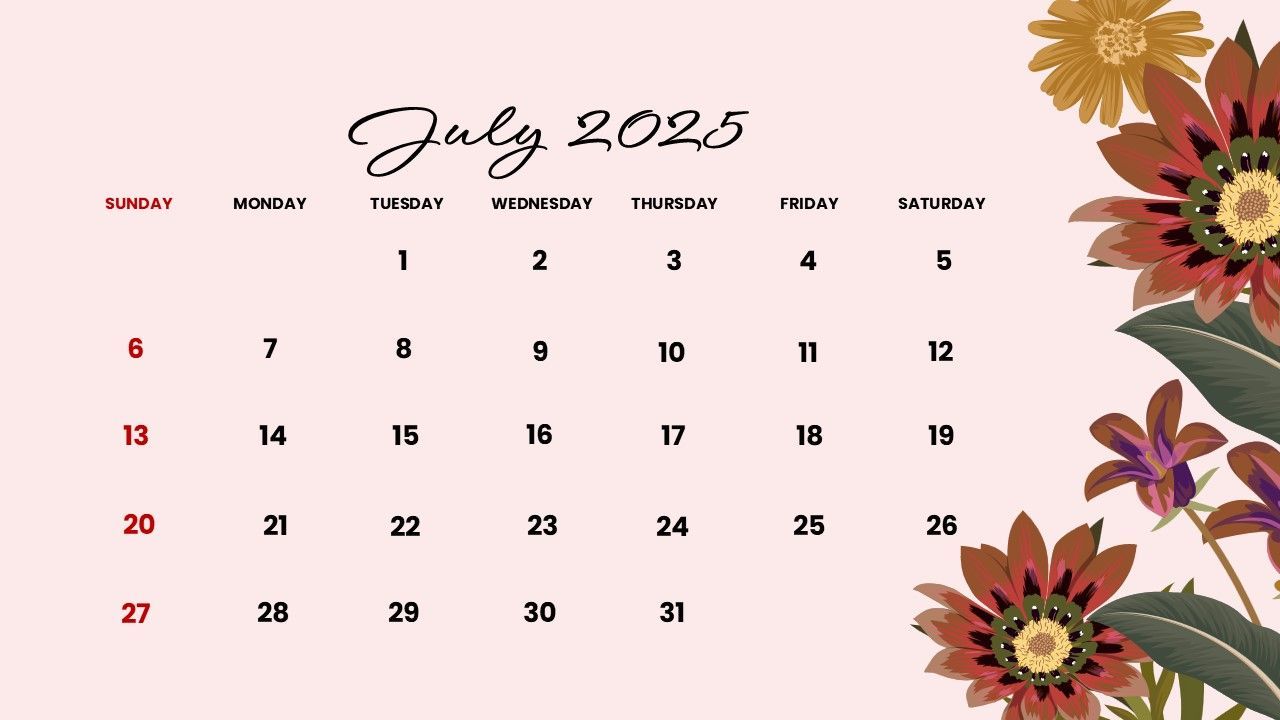 1280x720 Interactive 2025 Calendar. Free PPT Template and Google Slides