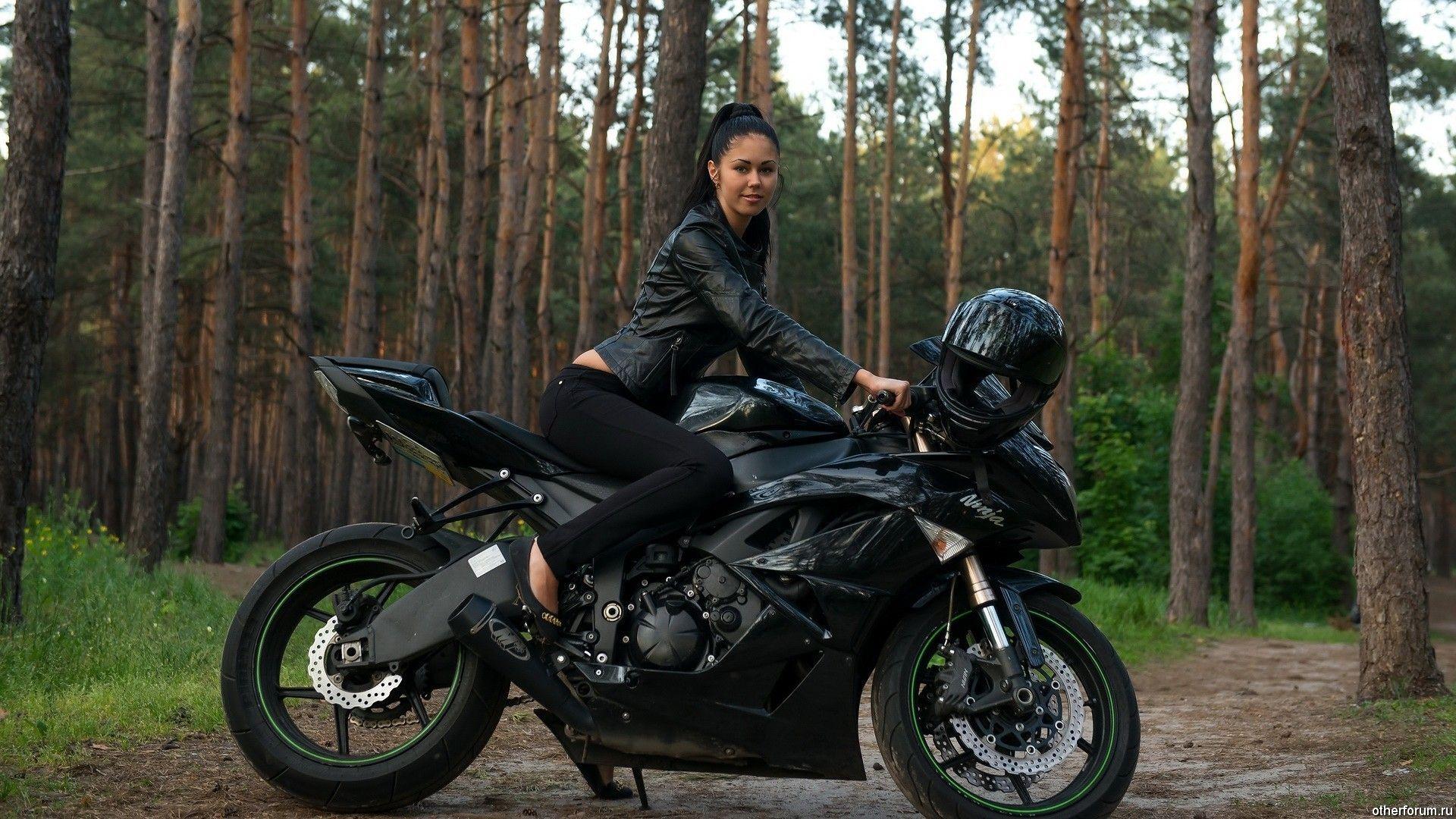 1920x1080 Motorcycle Girl Wallpaper