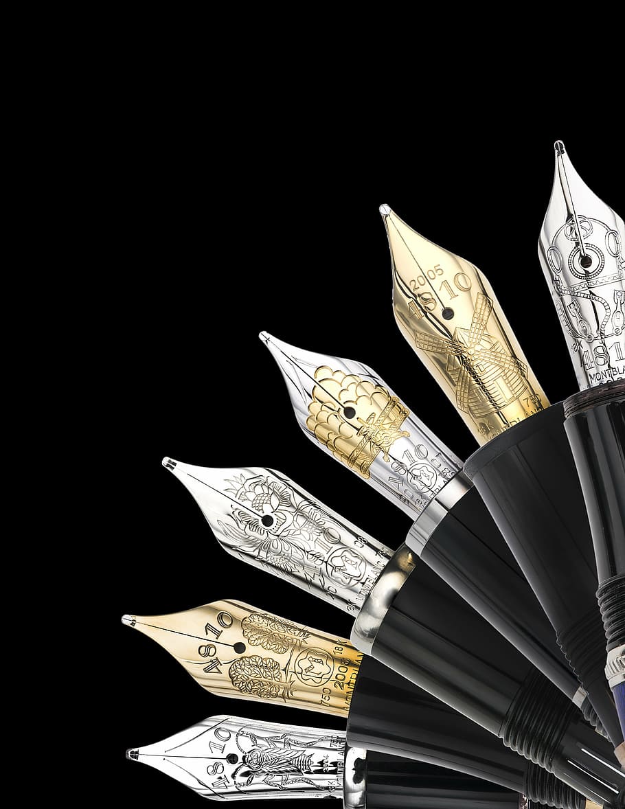 910x1178 HD Wallpaper: Five Assorted Color Fountain Pens With Dark