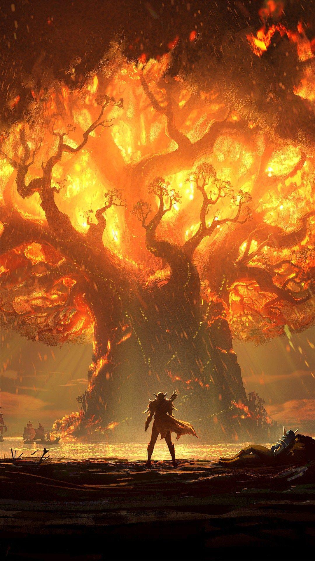 1080x1920 The burning tree of life iPhone 8 Wallpaper Free Download