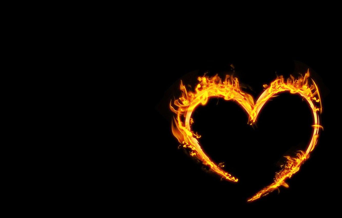 1332x850 Wallpaper background, fire, flame, heart, fire, heart, burning image for desktop, section абстракции