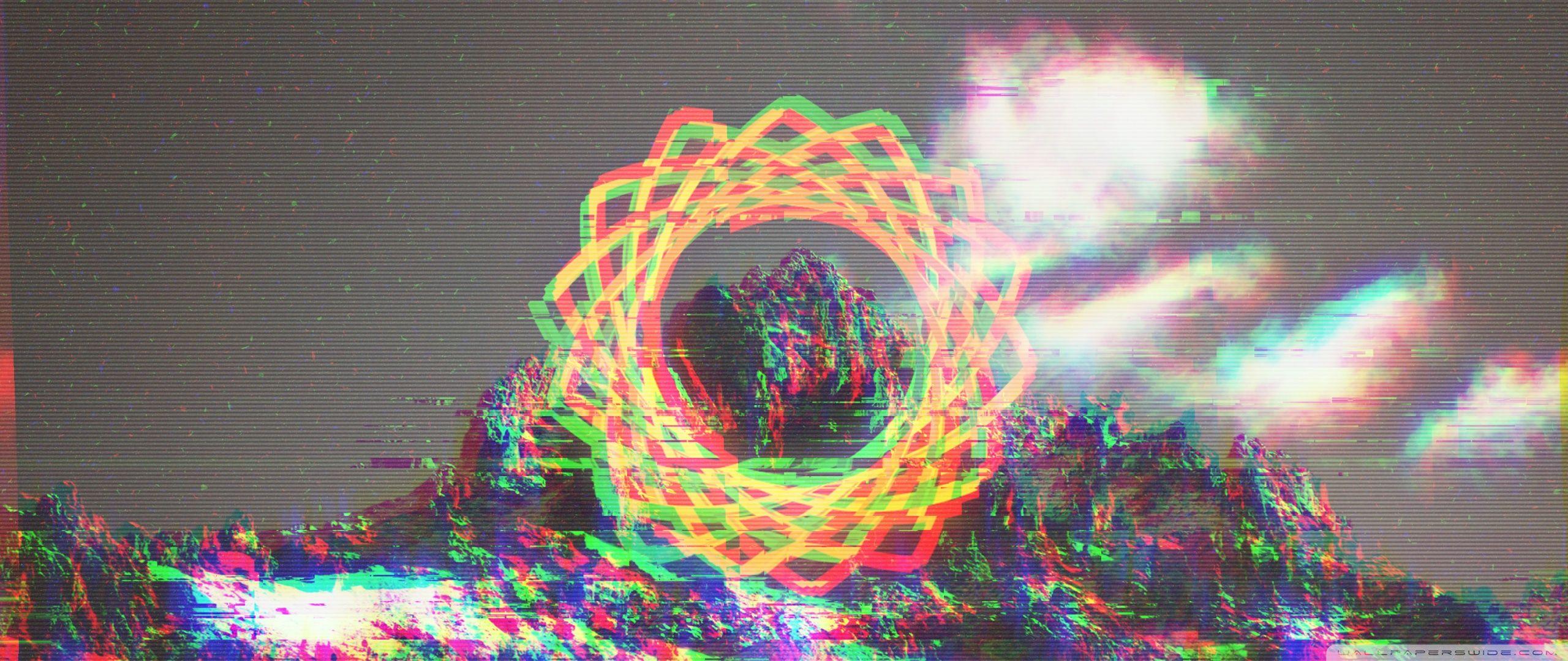 2560x1080 Free download Glitchy Mountain 4K HD Desktop Wallpaper