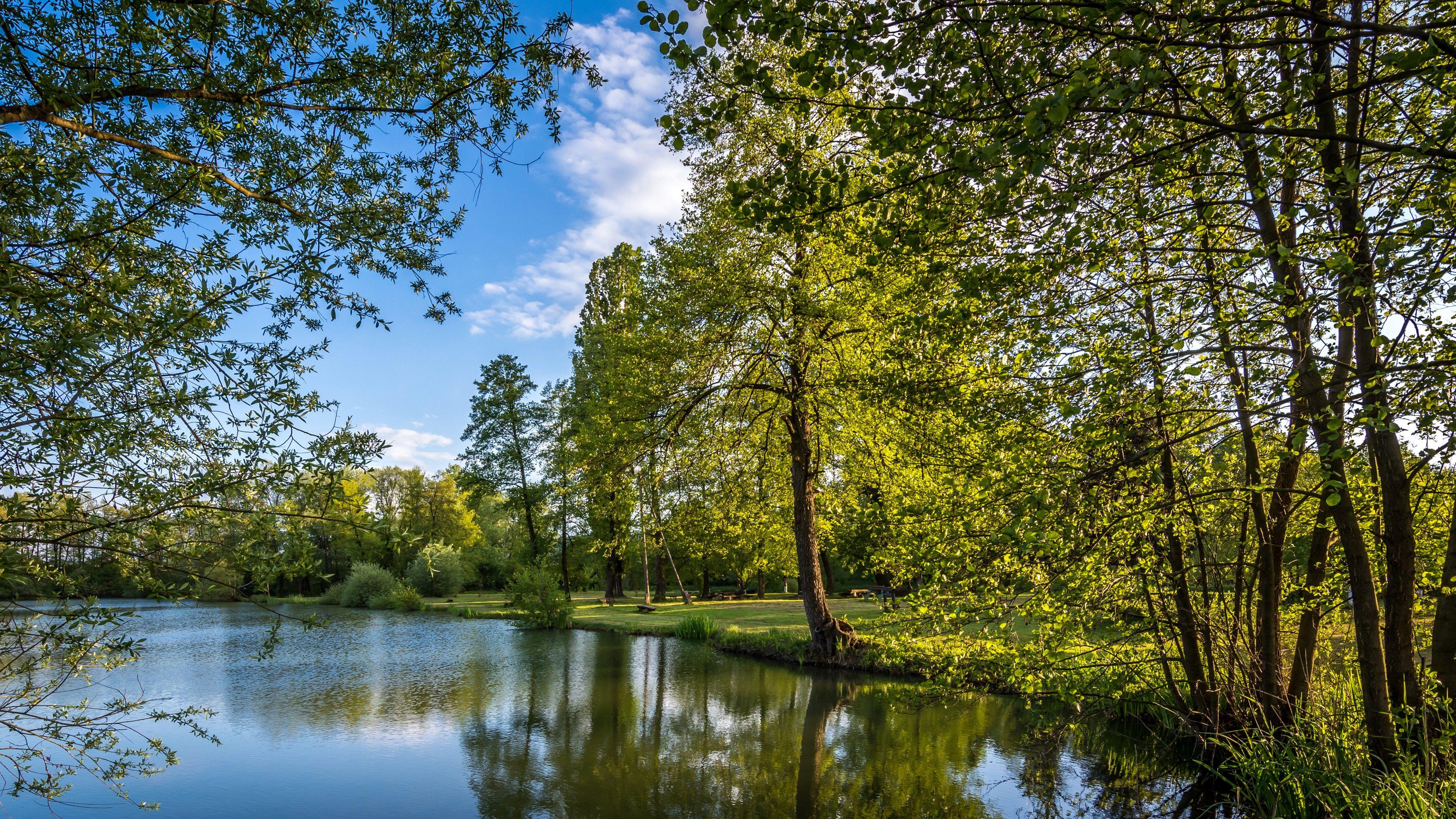 3840x2160 Wallpaper Croatia, Zagreb, trees, lake, park 3840x2160 UHD 4K